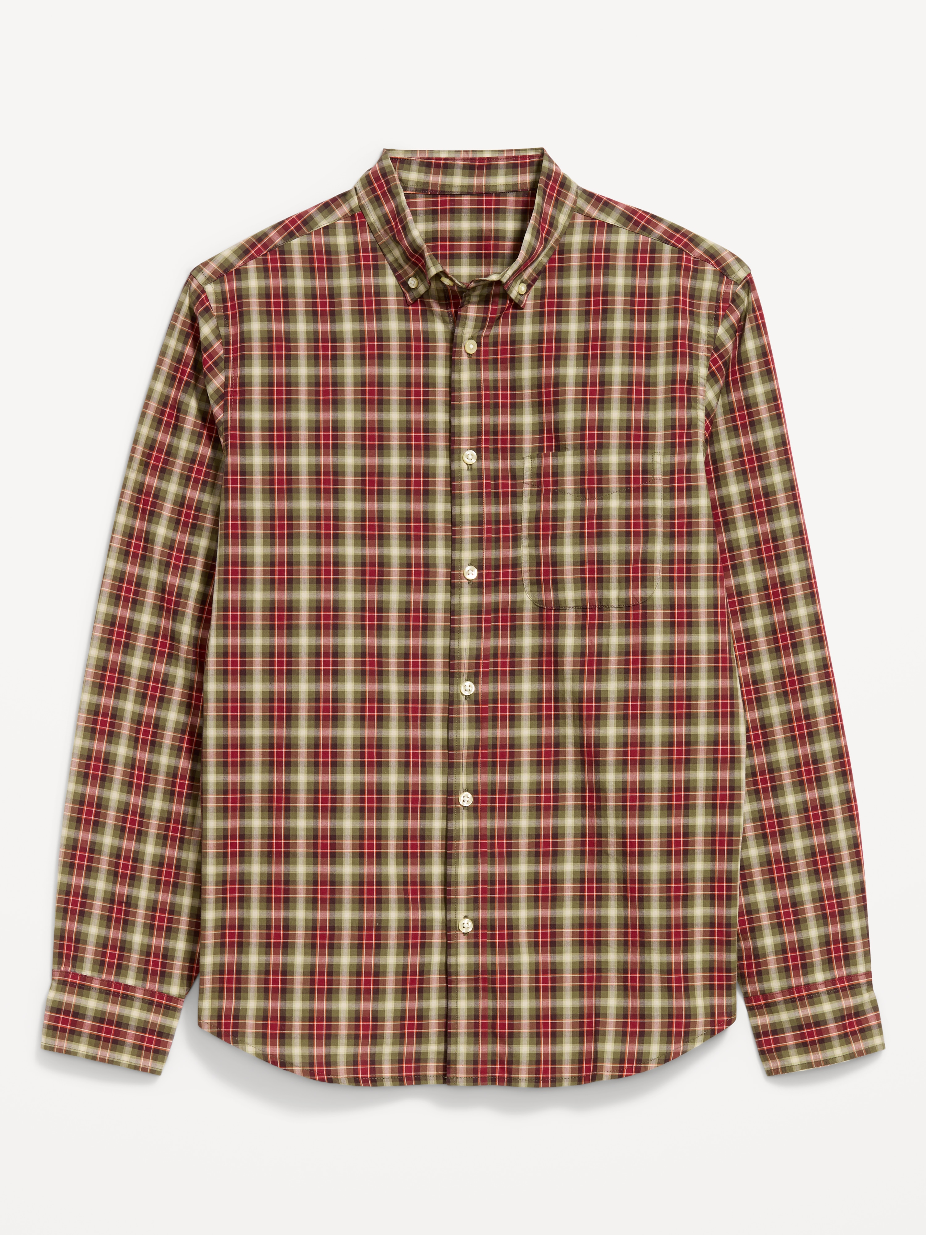 Classic Fit Everyday Oxford Shirt - Green Red Plaid - 4