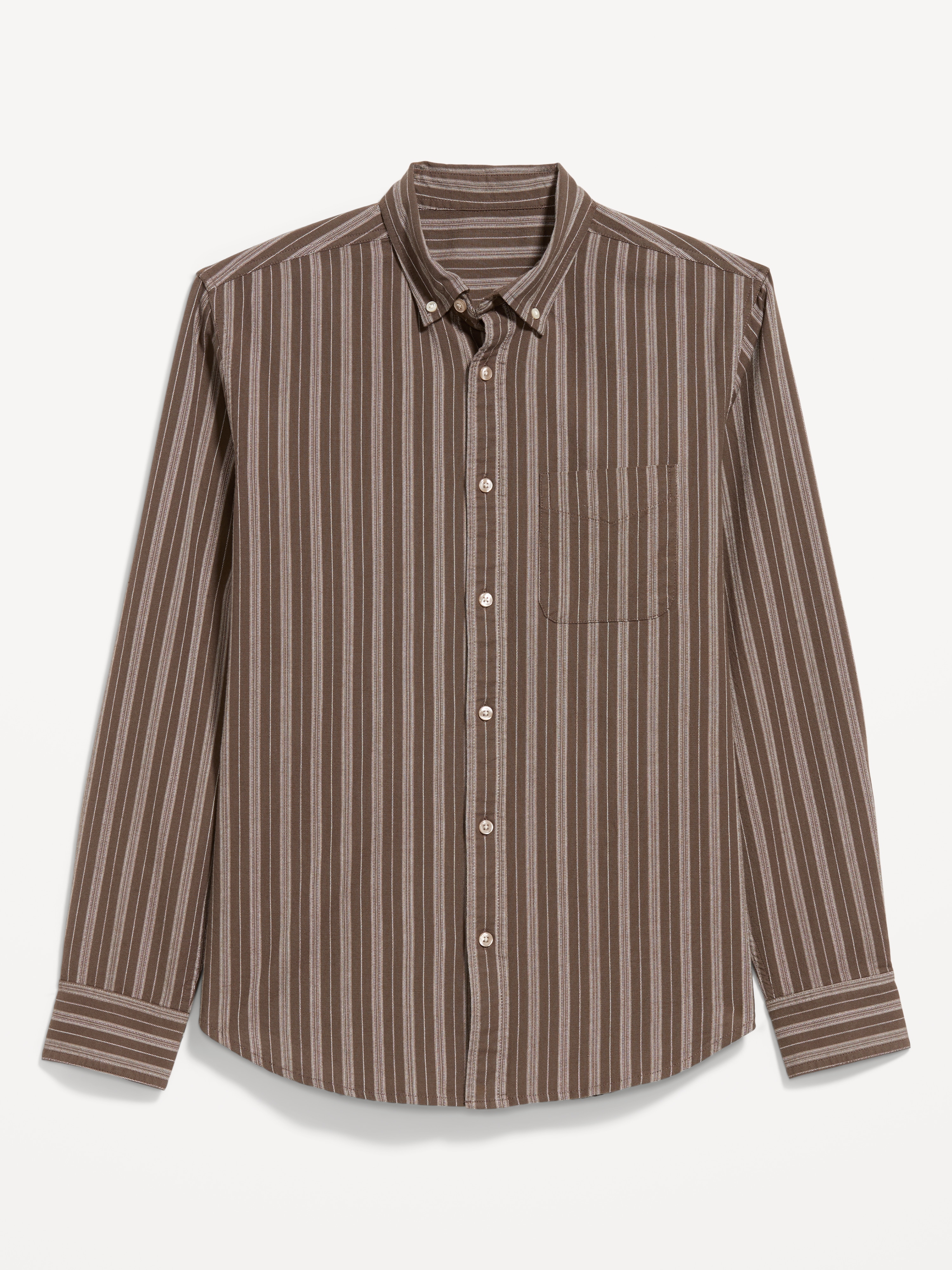 Classic Fit Everyday Oxford Shirt - Earth Brown Stripe - 4