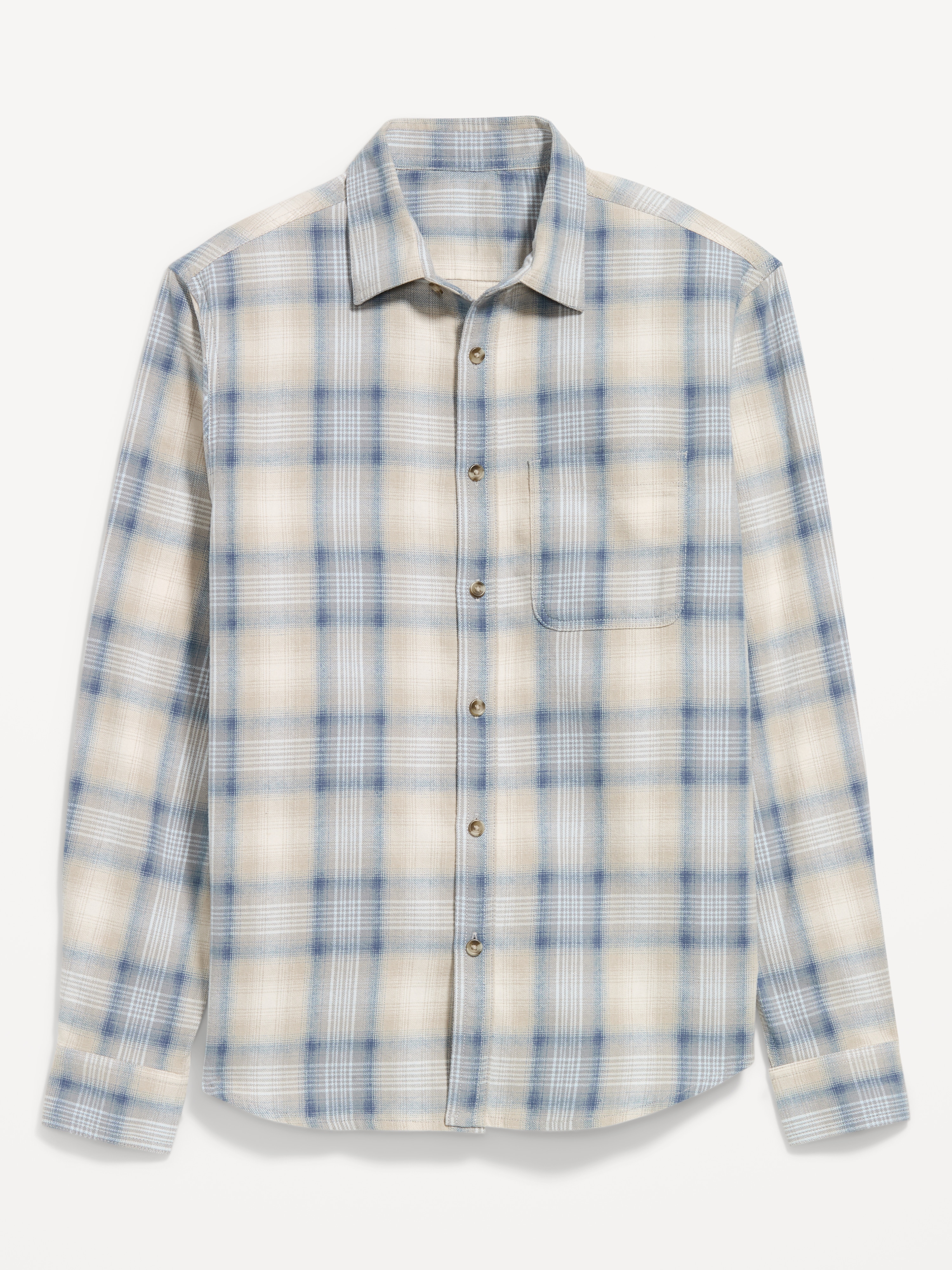 Relaxed Long-Sleeve Flannel Pocket Shirt - Creme De La Creme - 4