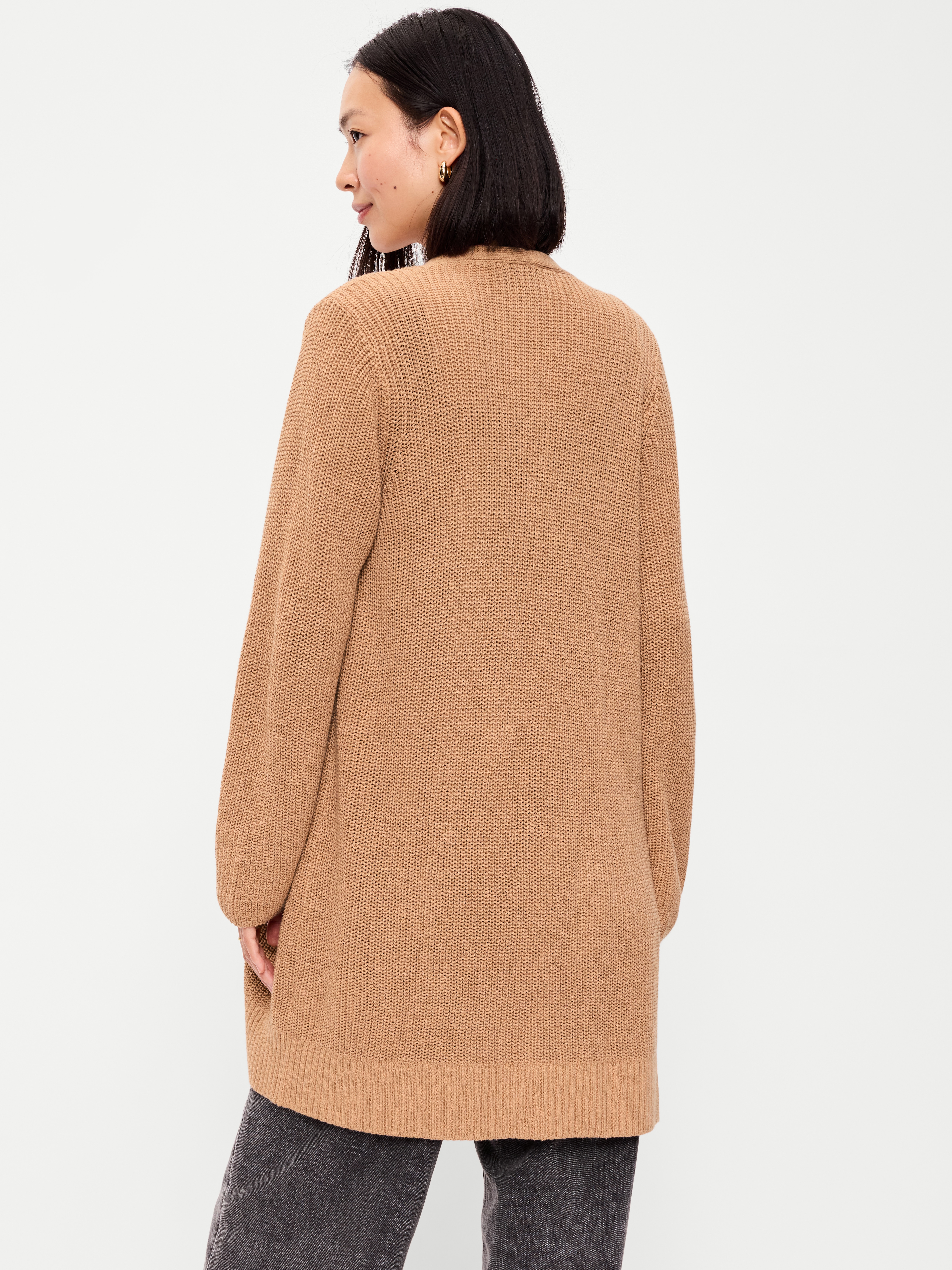 Longline Open-Front Wrap - Heather Camel - 2