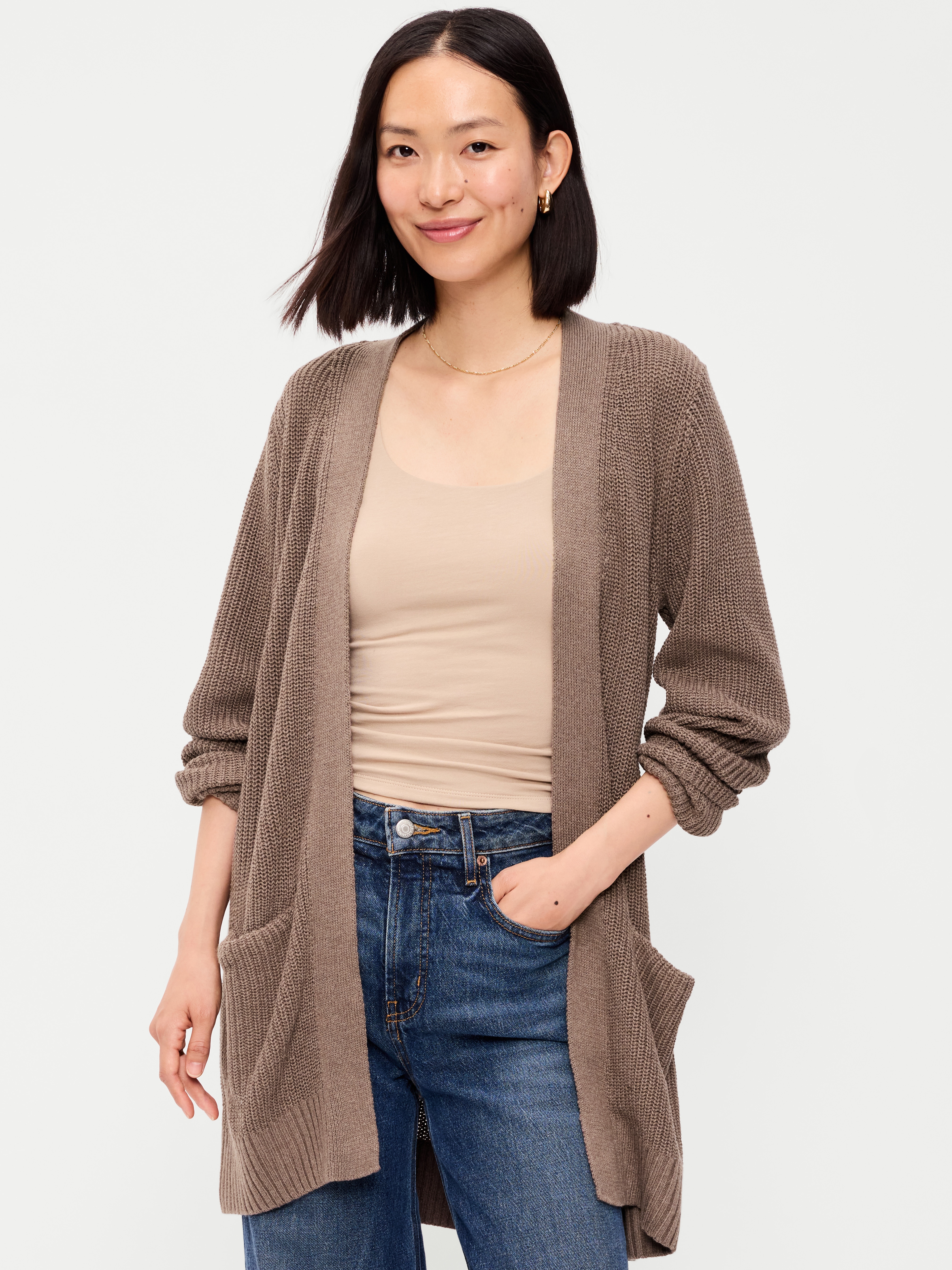 Longline Open-Front Wrap - Chocolate Malted - 1