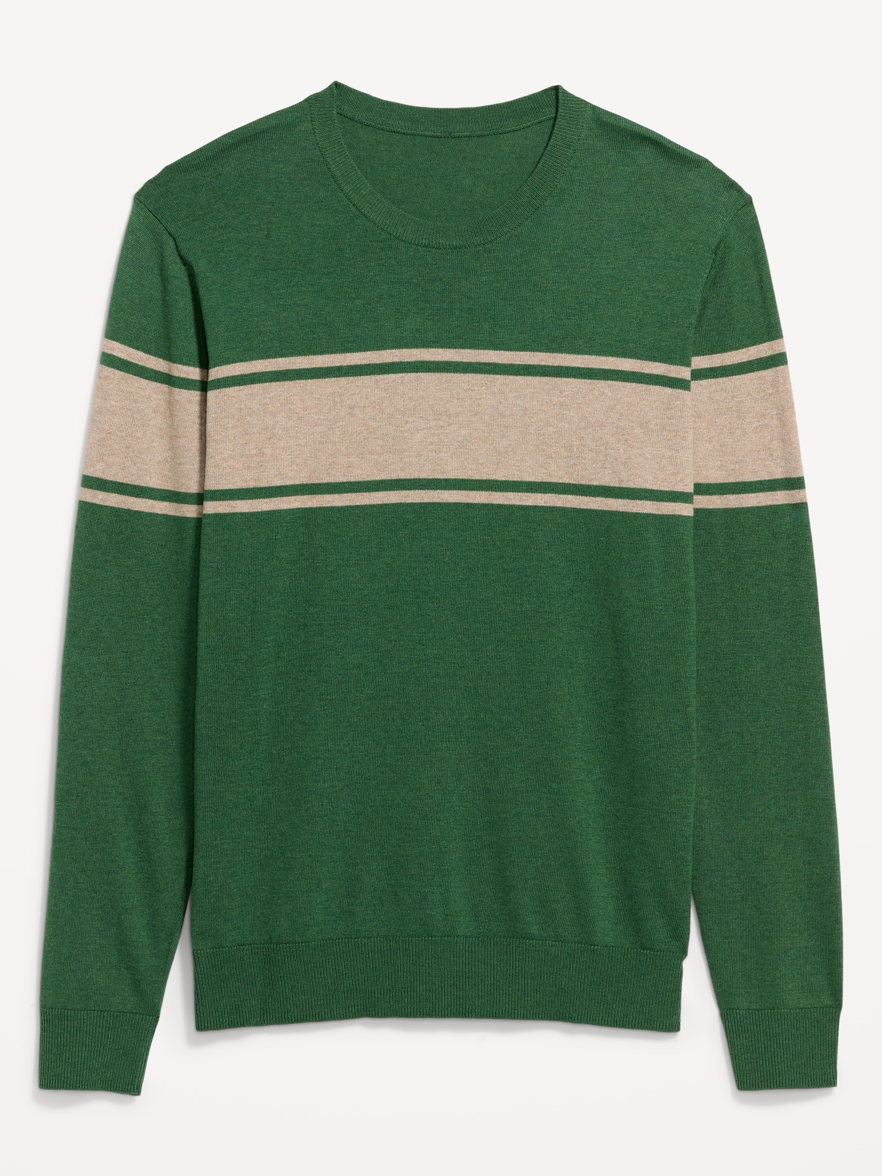 Essential Crew-Neck Sweater - Green Stripe - 1