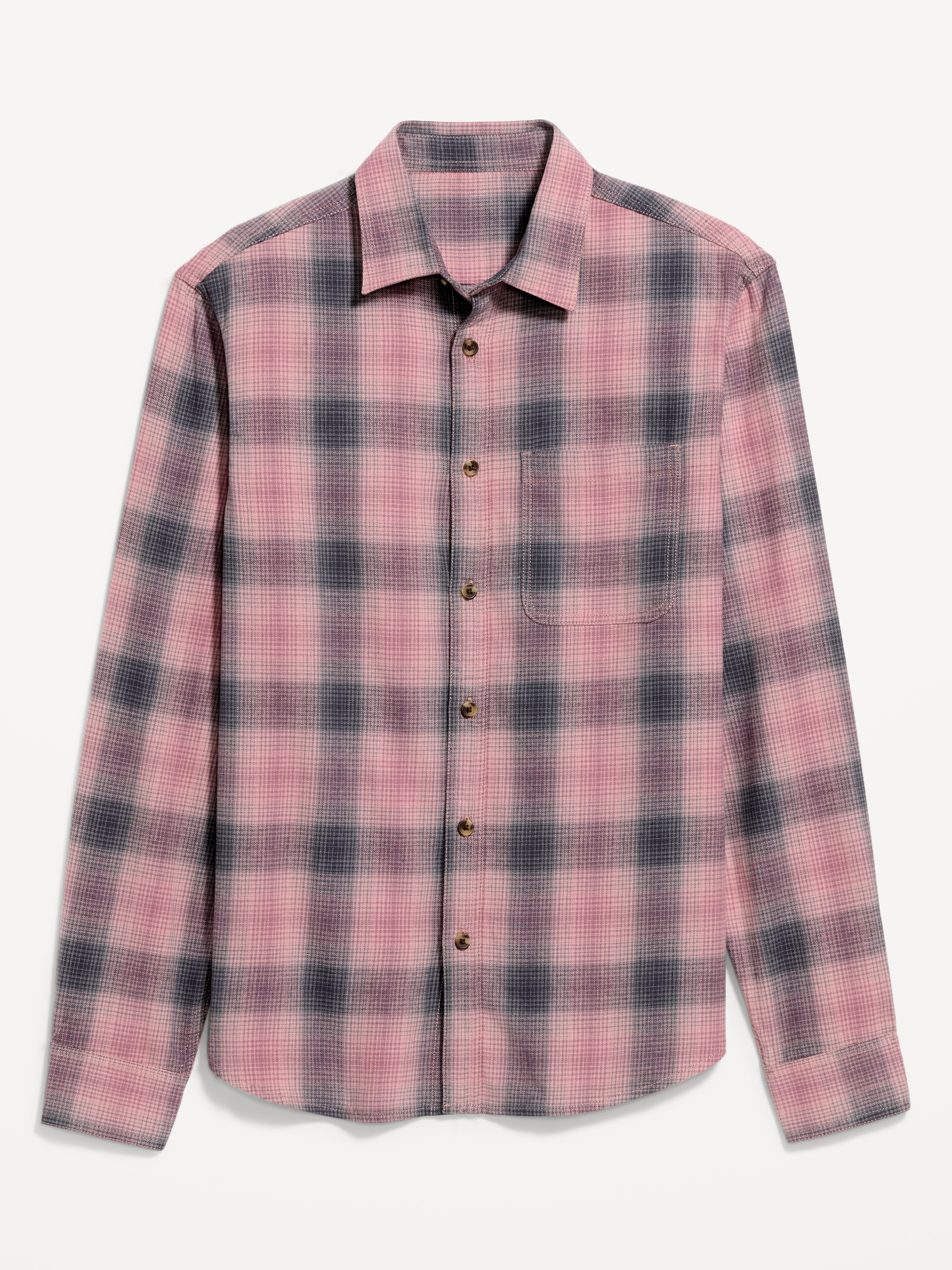 Relaxed Long-Sleeve Flannel Pocket Shirt - Misty Dawn - 4