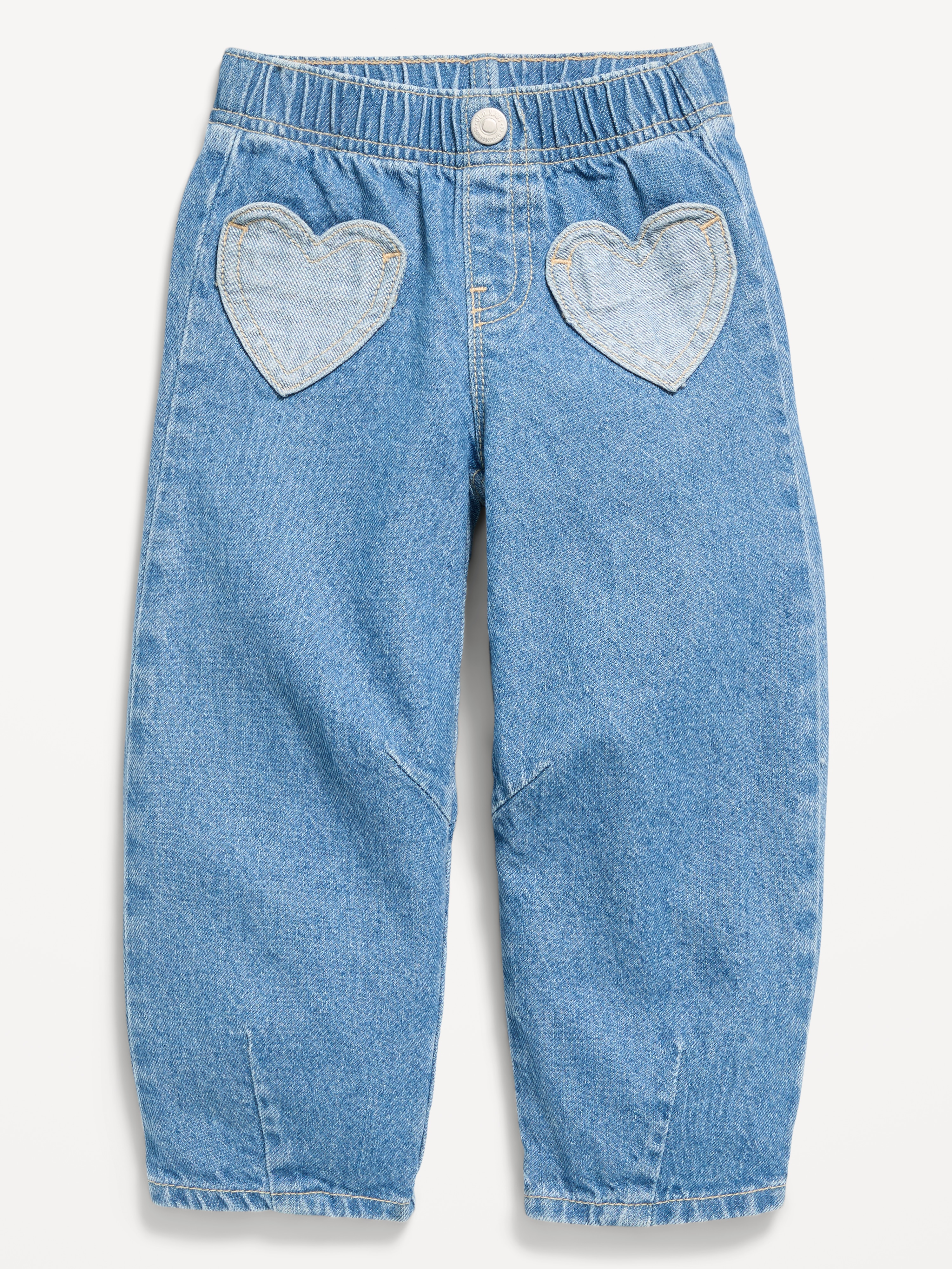 Super Baggy Heart-Pocket Barrel-Leg Jeans for Toddler Girls - Medium Wash - 1