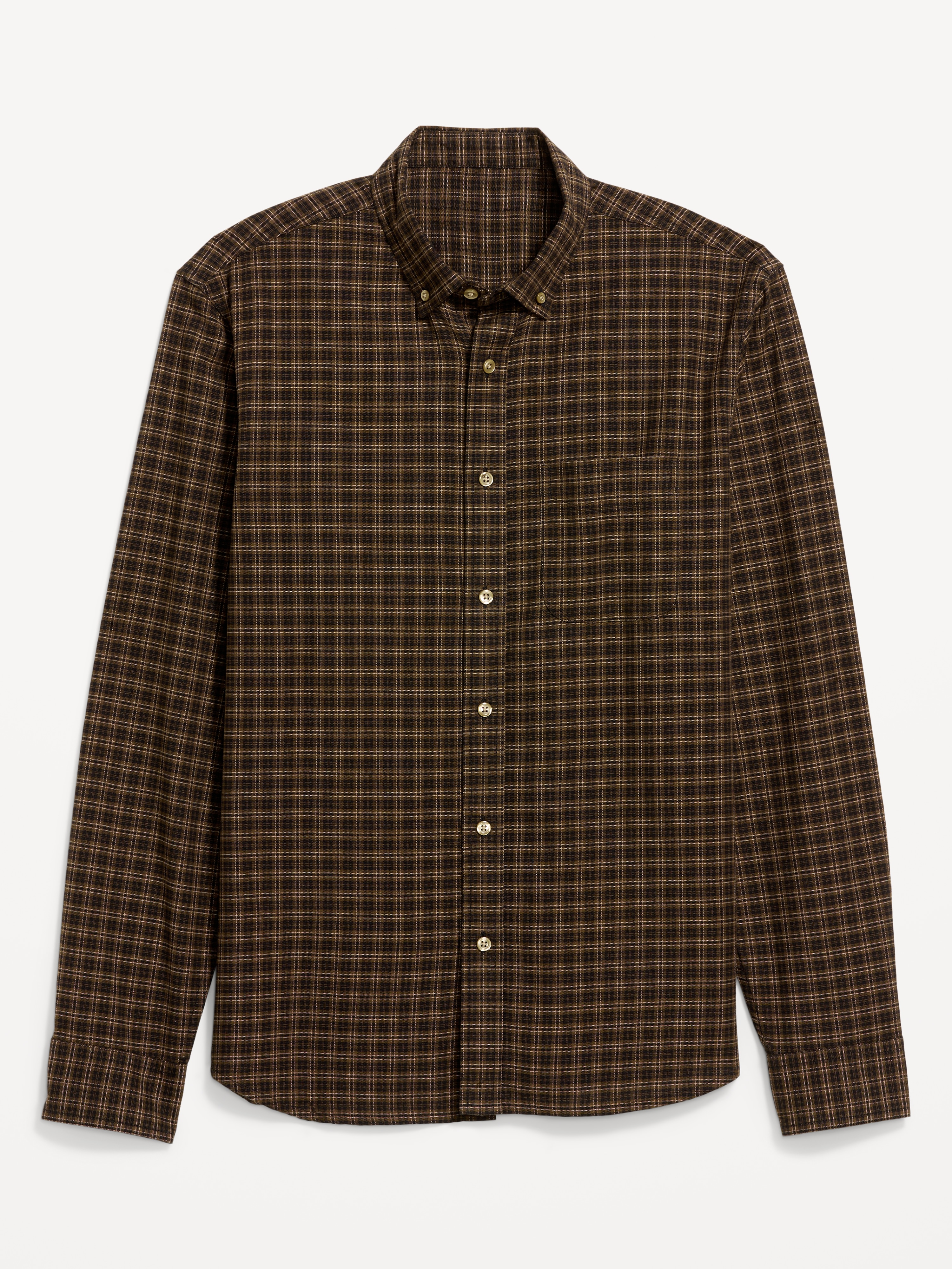 Classic Fit Everyday Oxford Shirt - Small Brown Plaid - 4