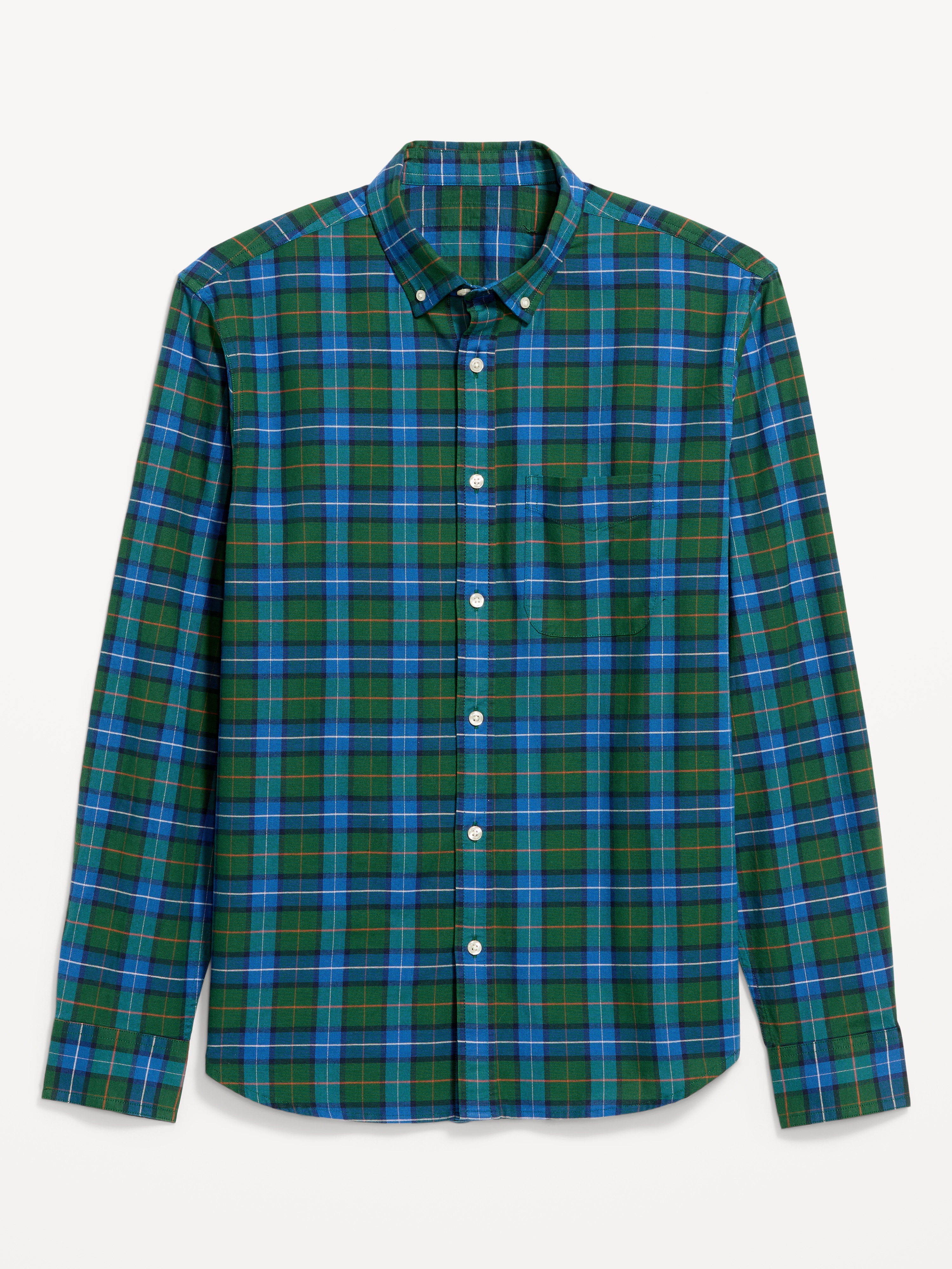Classic Fit Everyday Oxford Shirt - Green/Blue Plaid - 4