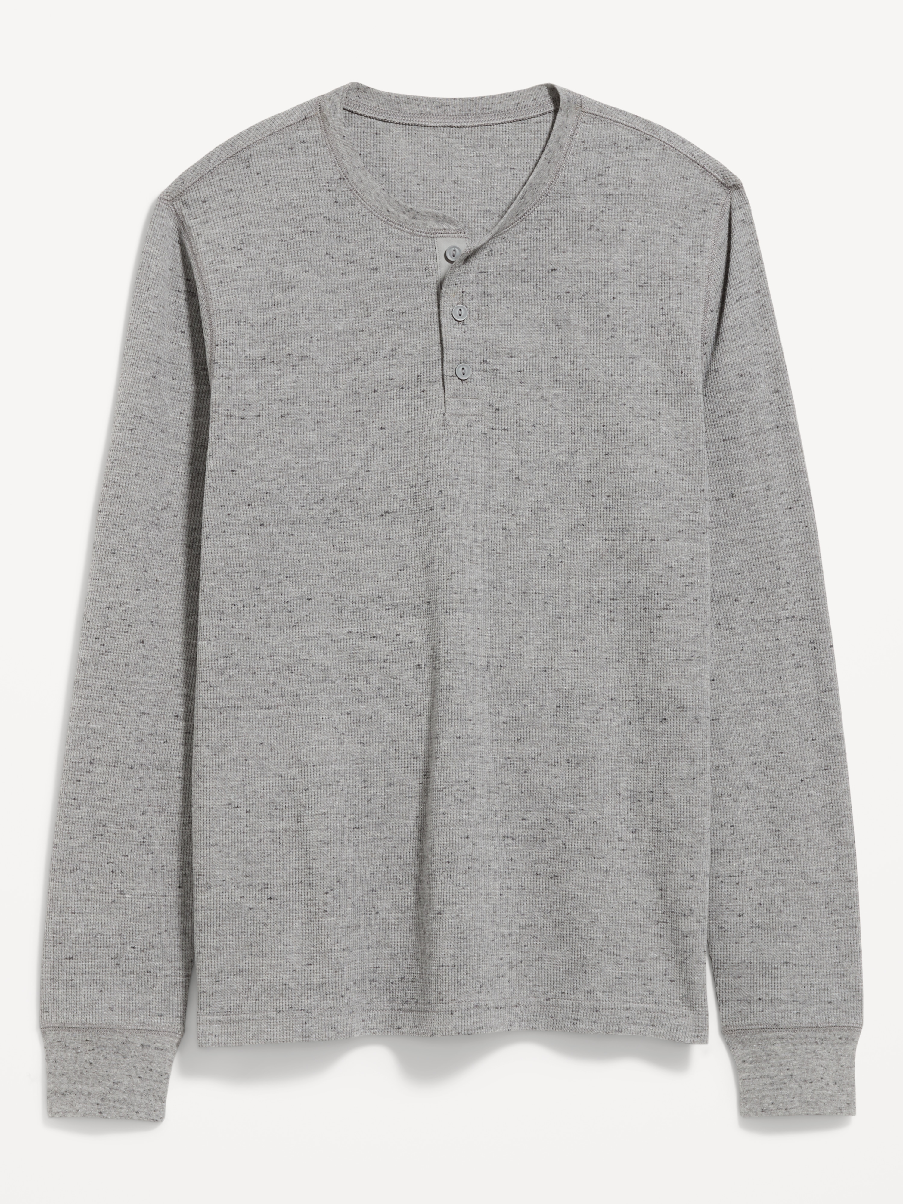 Long-Sleeve Waffle Henley T-Shirt - Heather Gray - 3