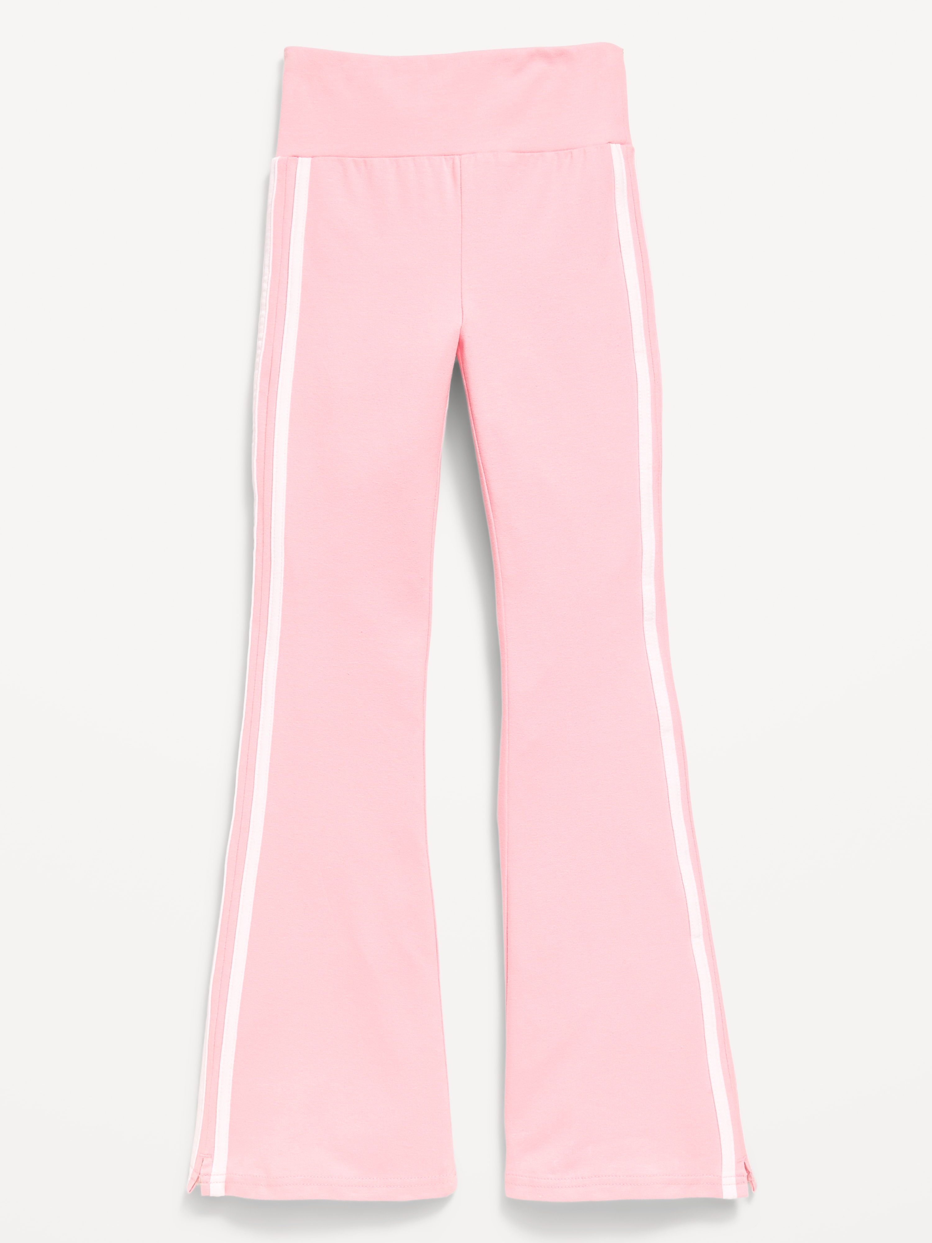 High-Waisted Side Striped Flared Leggings for Girls - Pretty Pink - 1