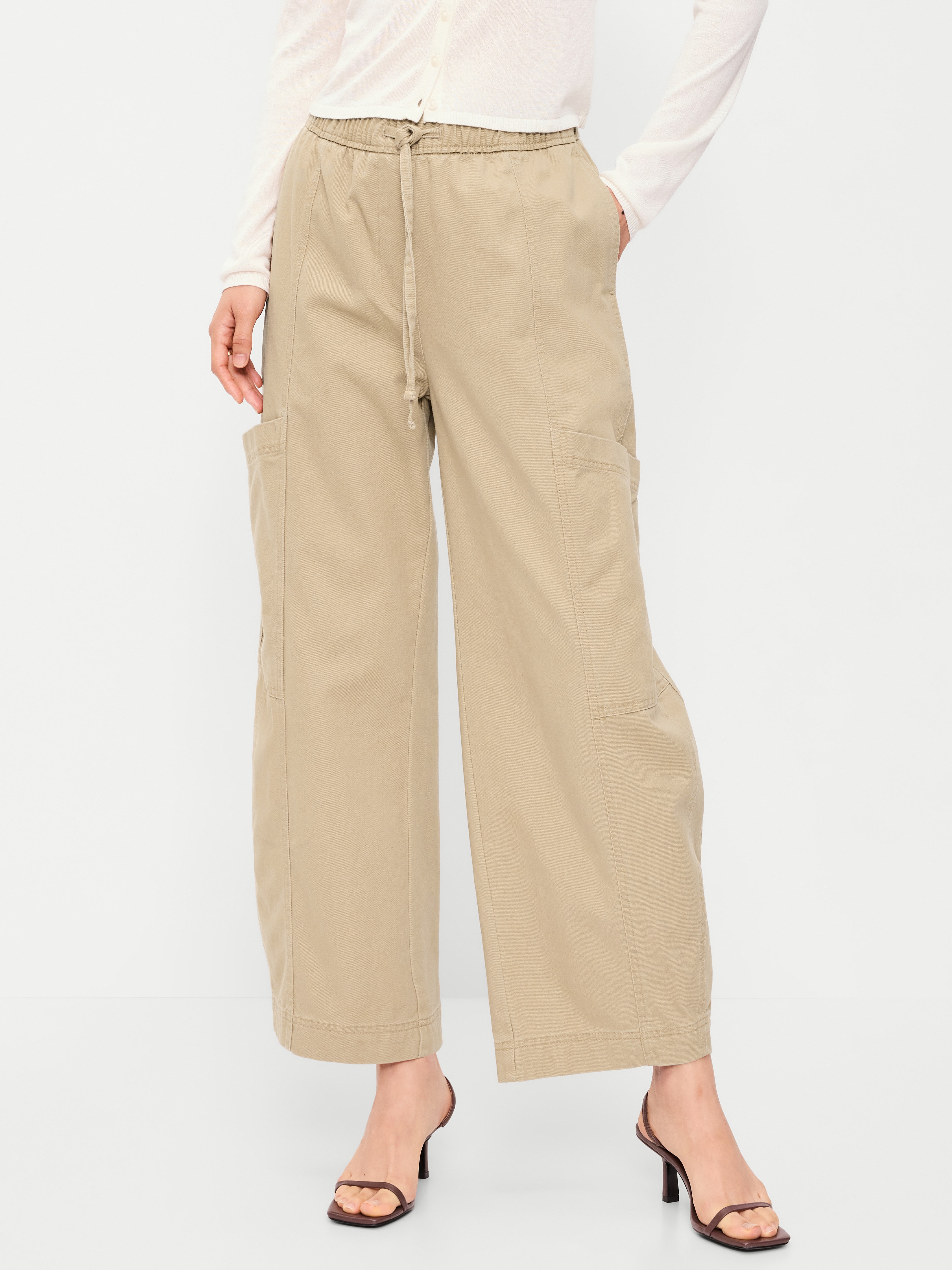 Mid-Rise Barrel-Leg Utility Pants - Teakwood - 2