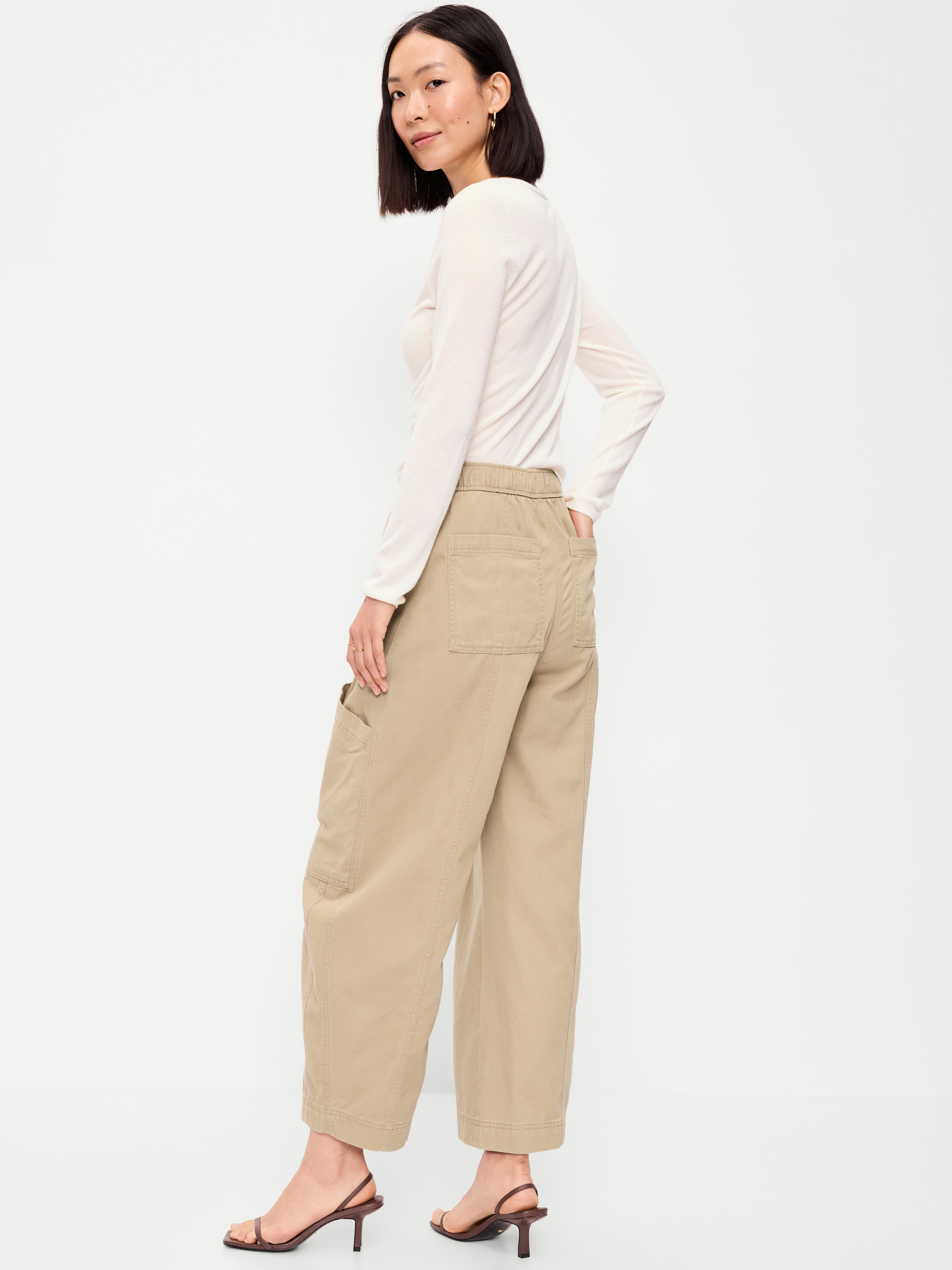 Mid-Rise Barrel-Leg Utility Pants - Teakwood - 3