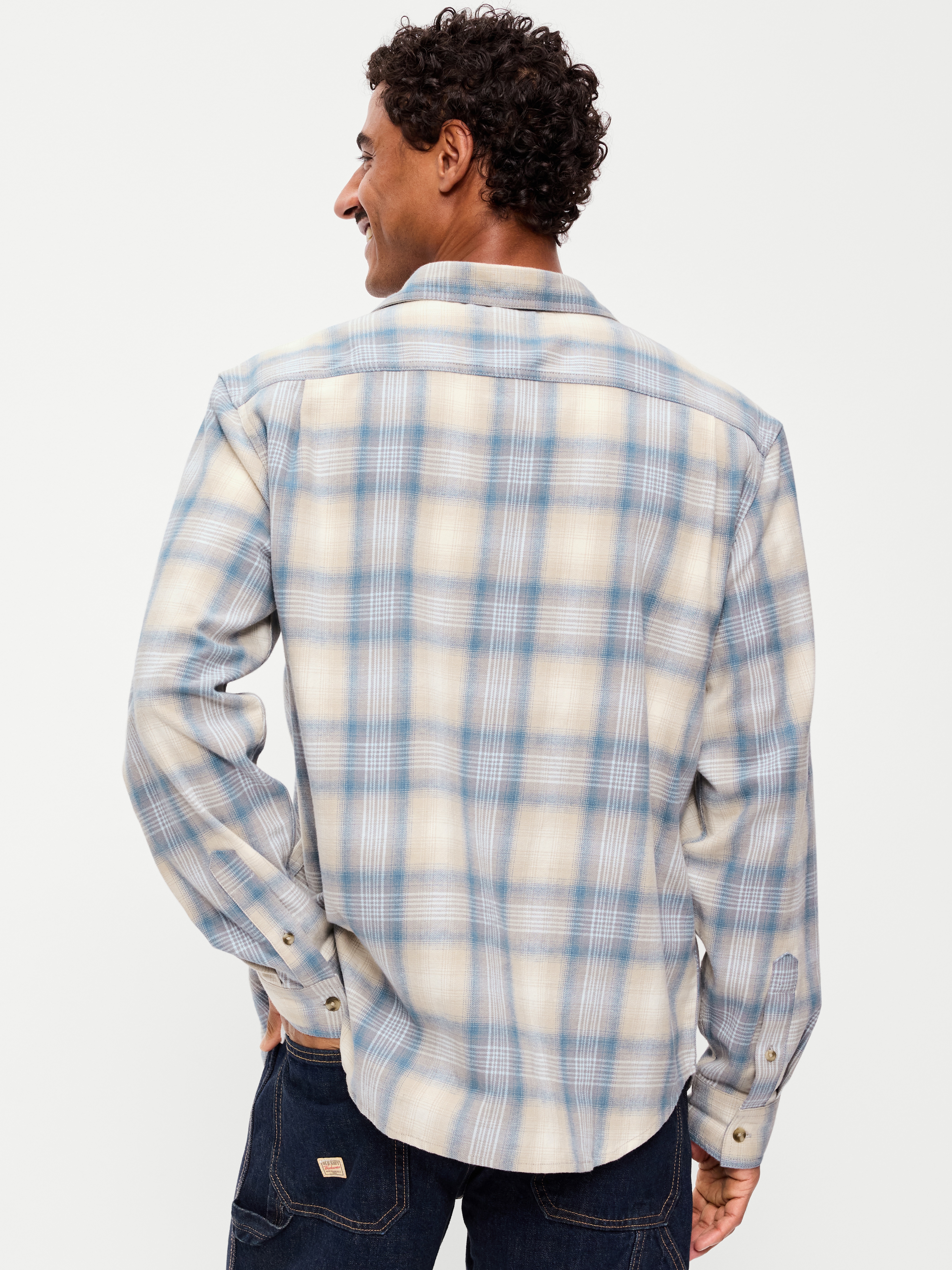 Relaxed Long-Sleeve Flannel Pocket Shirt - Creme De La Creme - 2