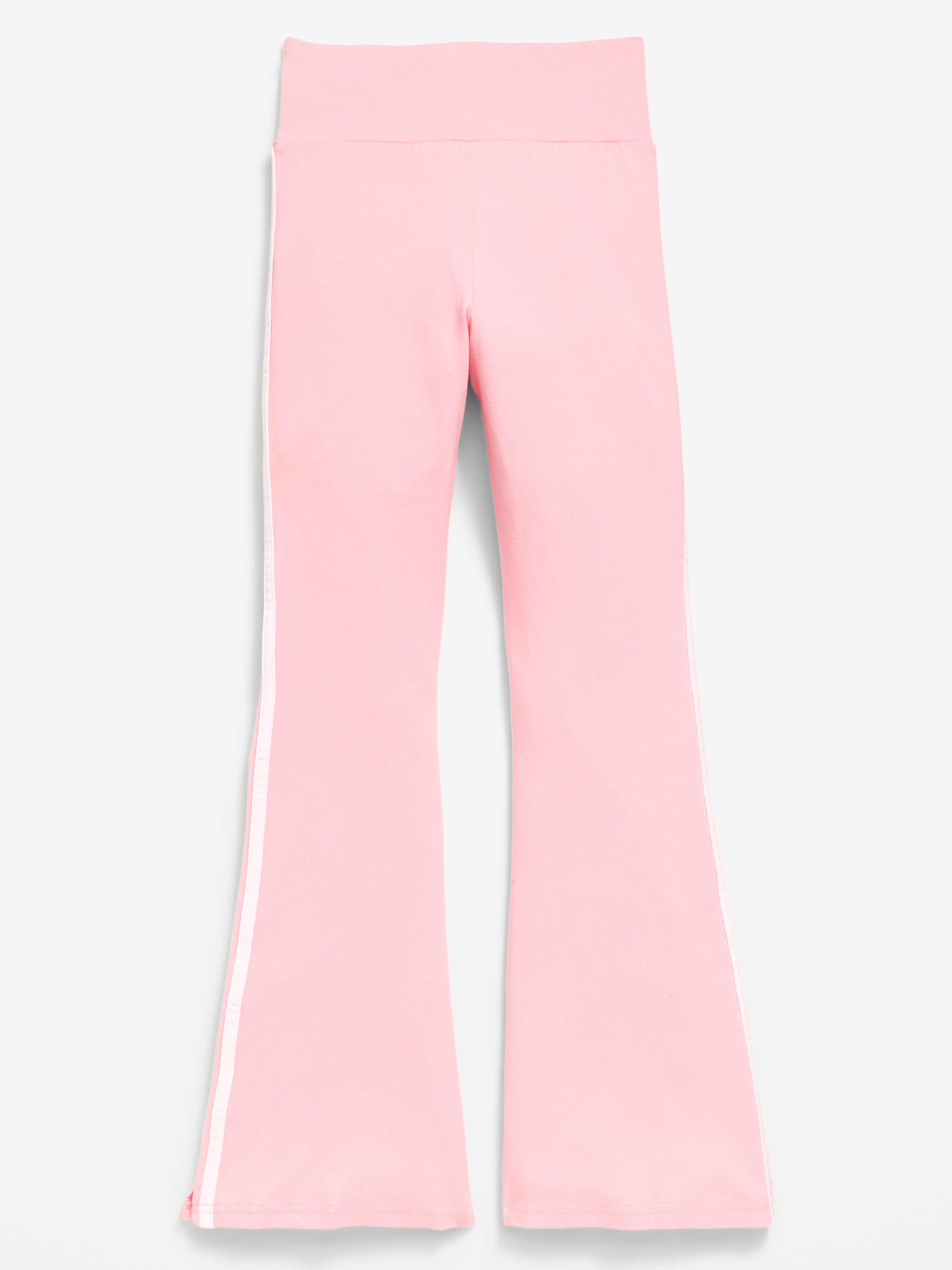 High-Waisted Side Striped Flared Leggings for Girls - Pretty Pink - 2