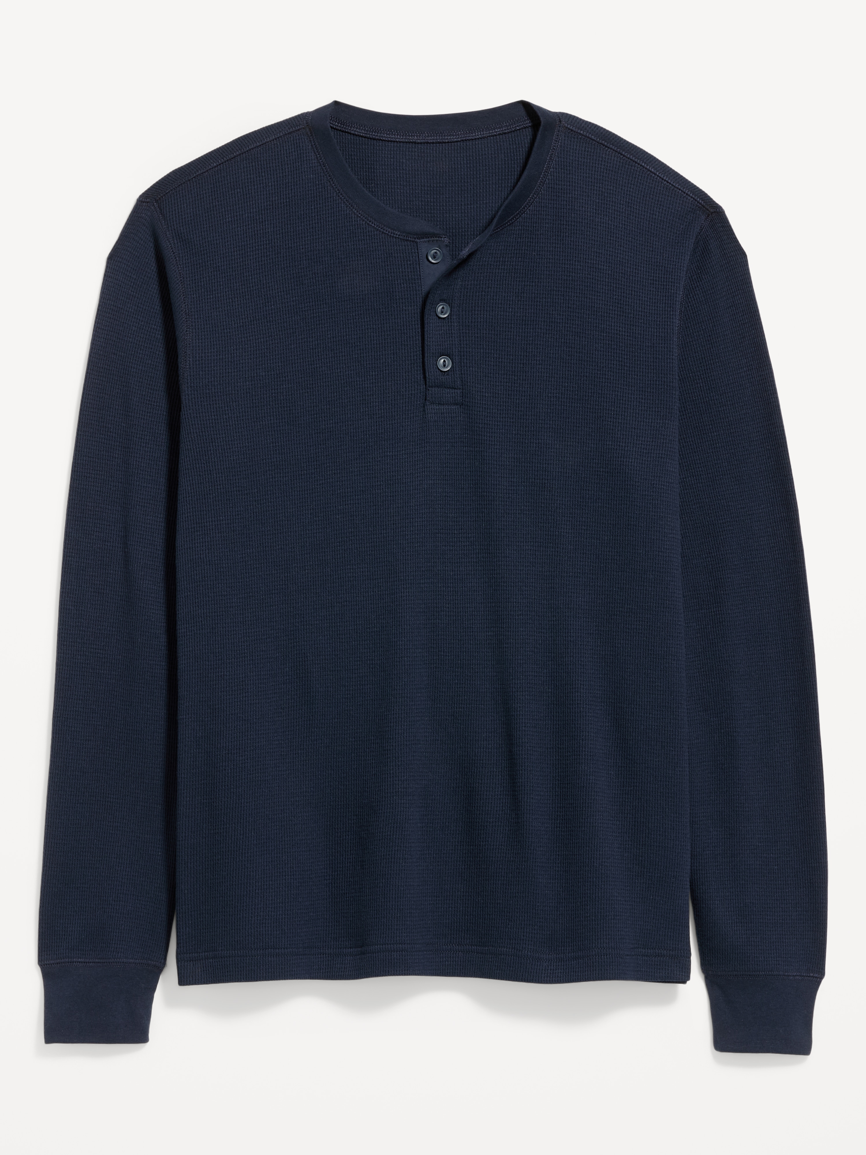 Long-Sleeve Waffle Henley T-Shirt - In the Navy - 3