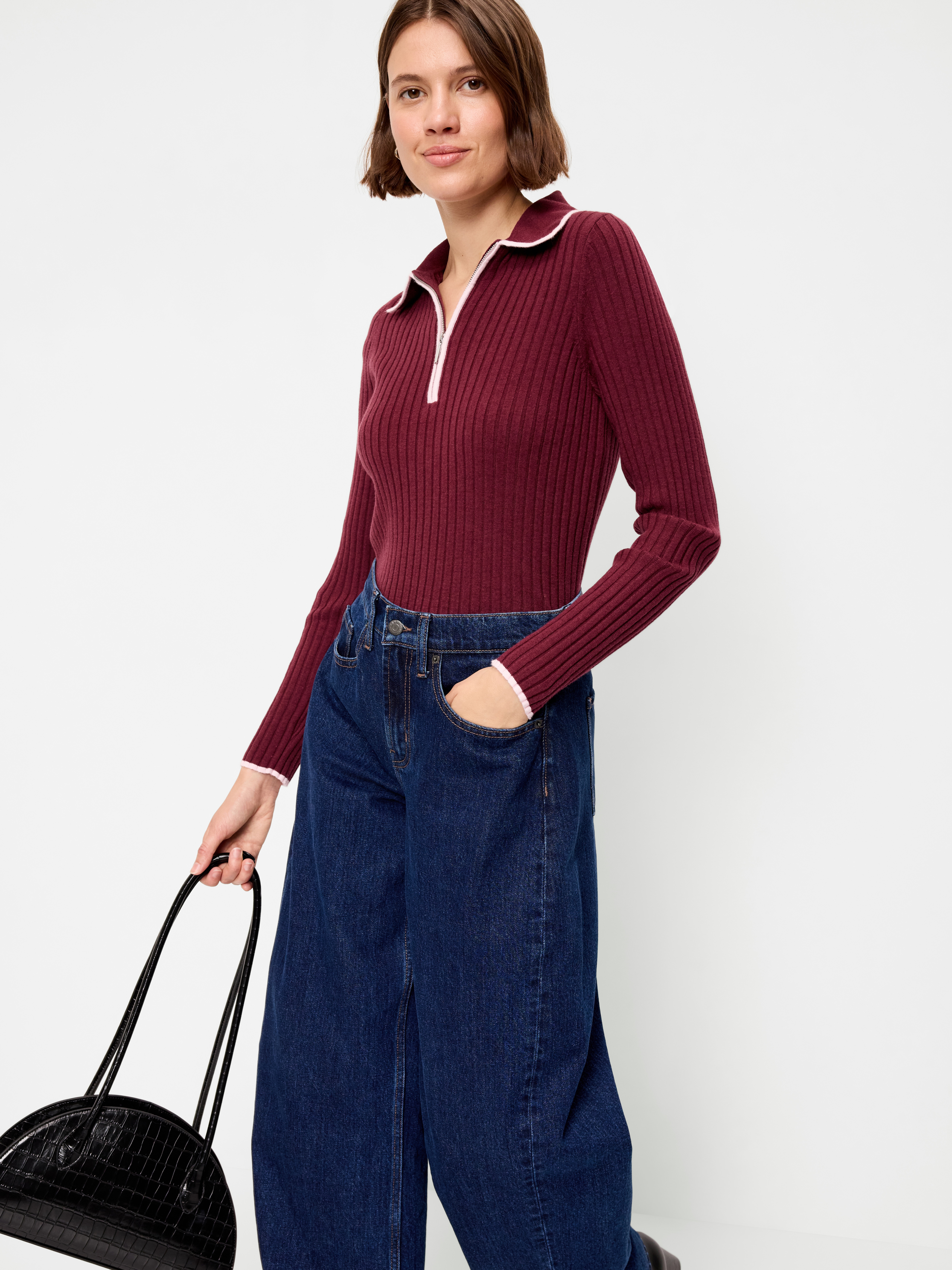 Long-Sleeve Half-Zip Top - Red Lacquer - 3