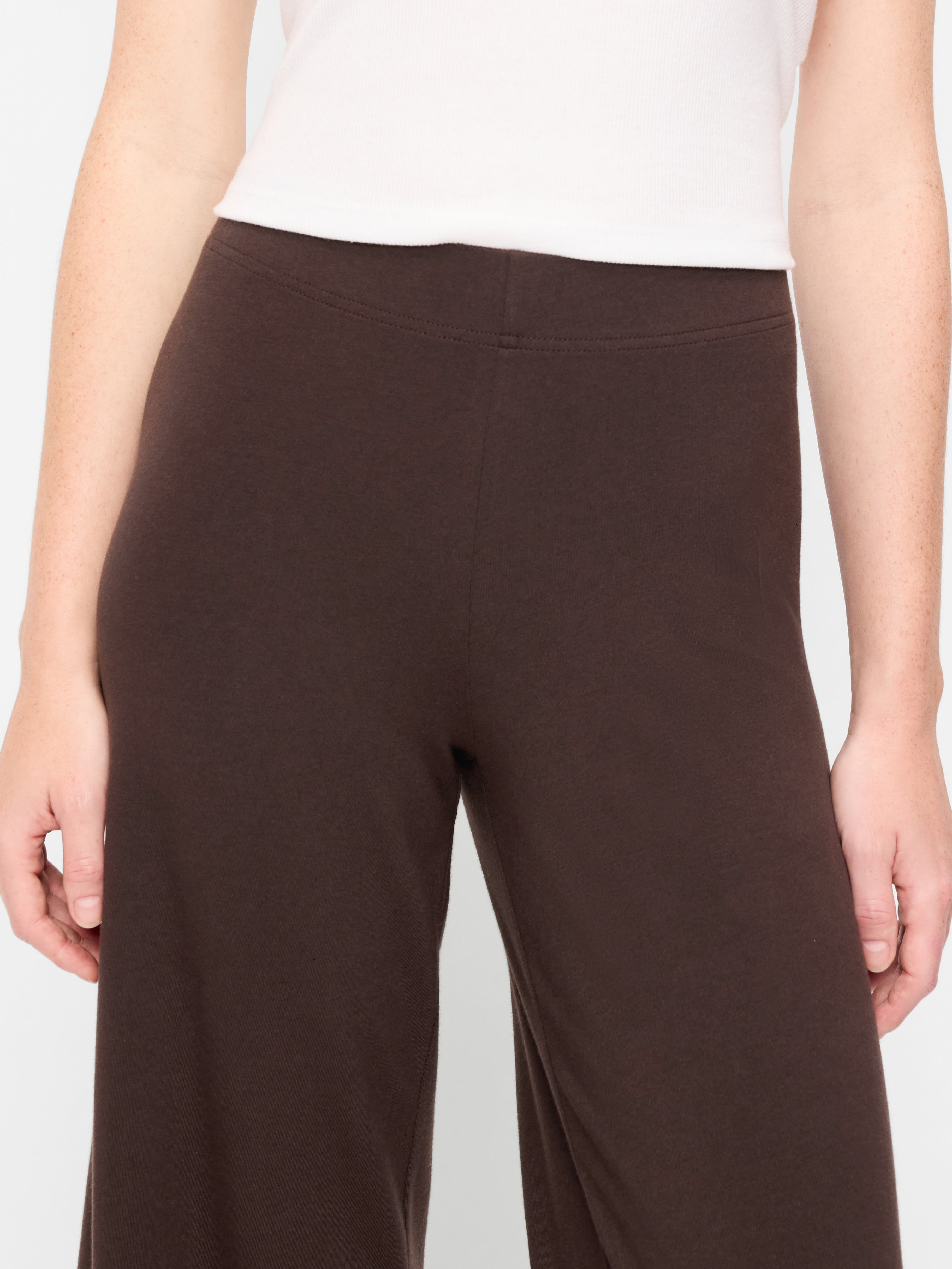 High-Waisted Fashion Wide-Leg Leggings - Black Coffee - 4