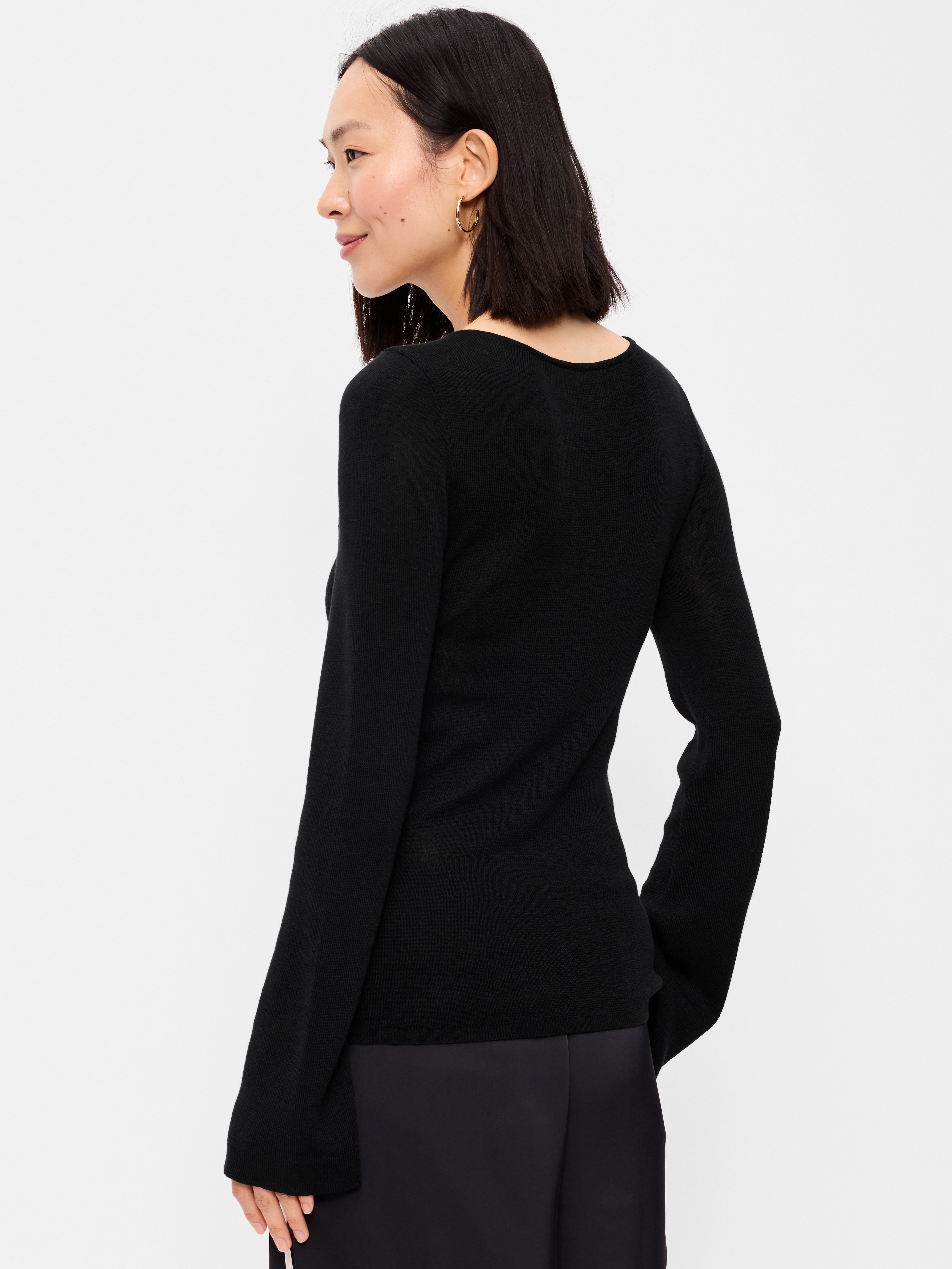 Bell-Sleeve Keyhole Top - Black Jack - 2