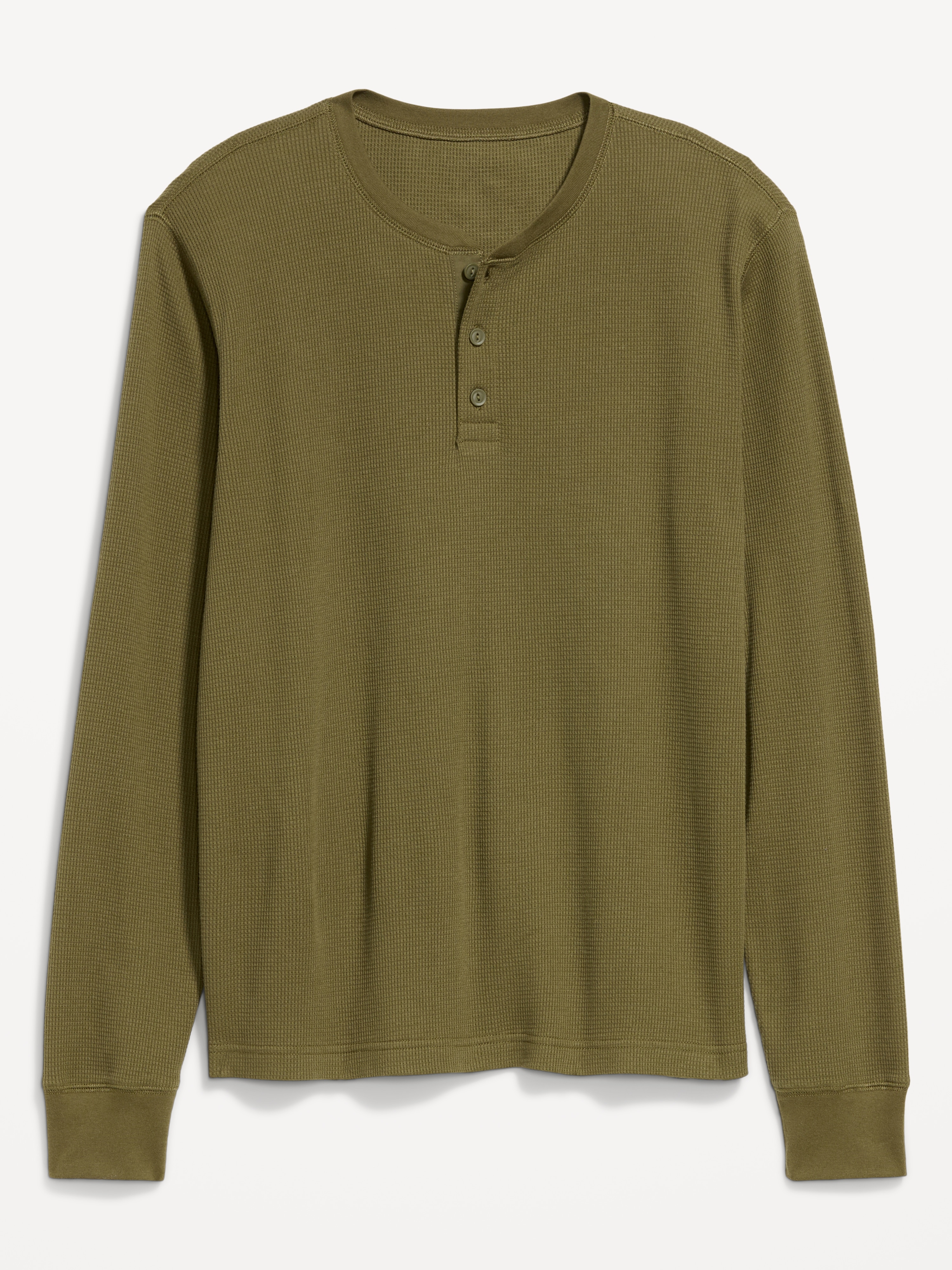Long-Sleeve Waffle Henley T-Shirt - Jurassic Green - 3