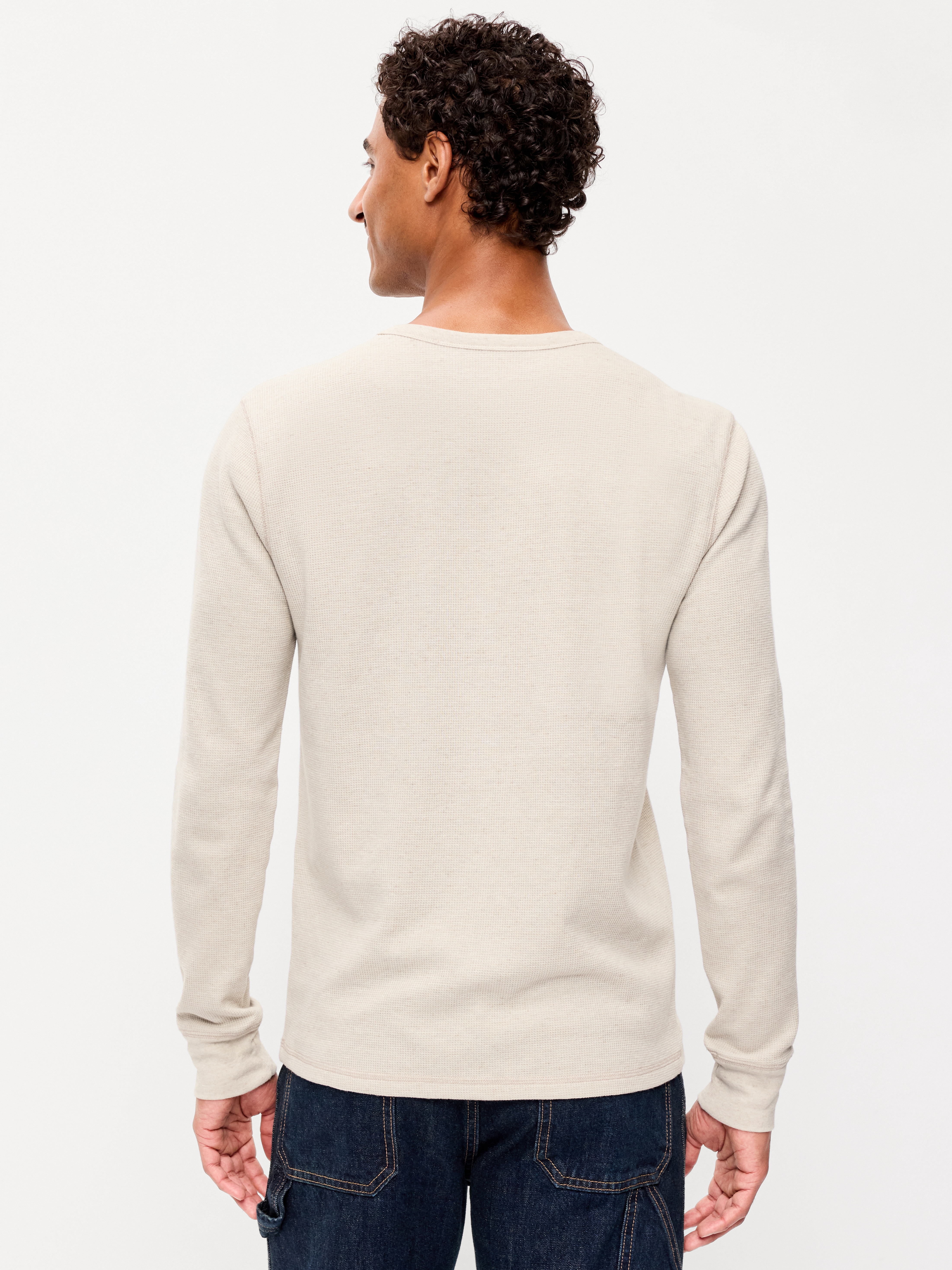 Crew-Neck Waffle T-Shirt - Oatmeal - 2
