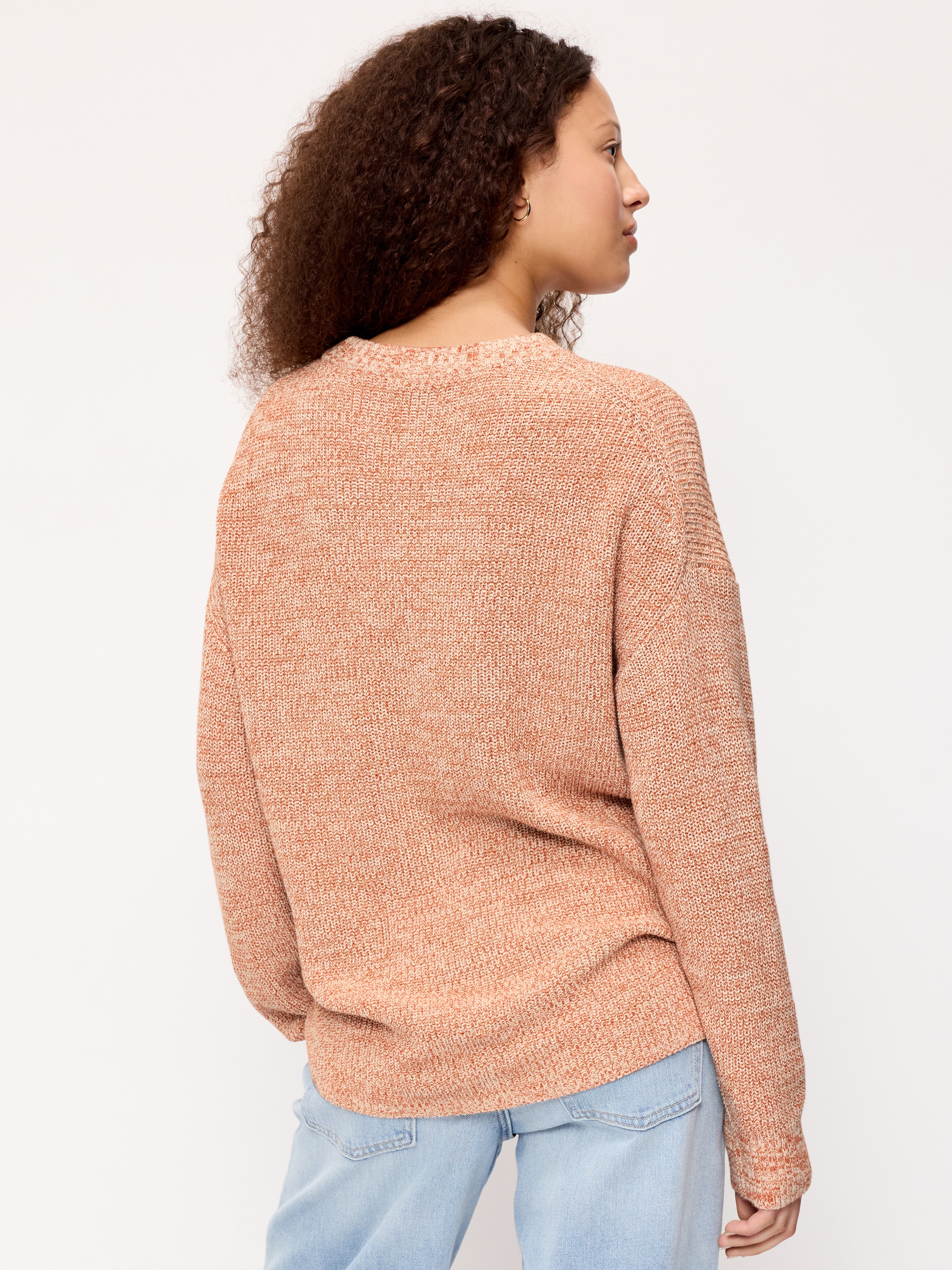 Seaside Cotton Shaker Oversized Tunic Sweater - Oatmeal Marl - 2