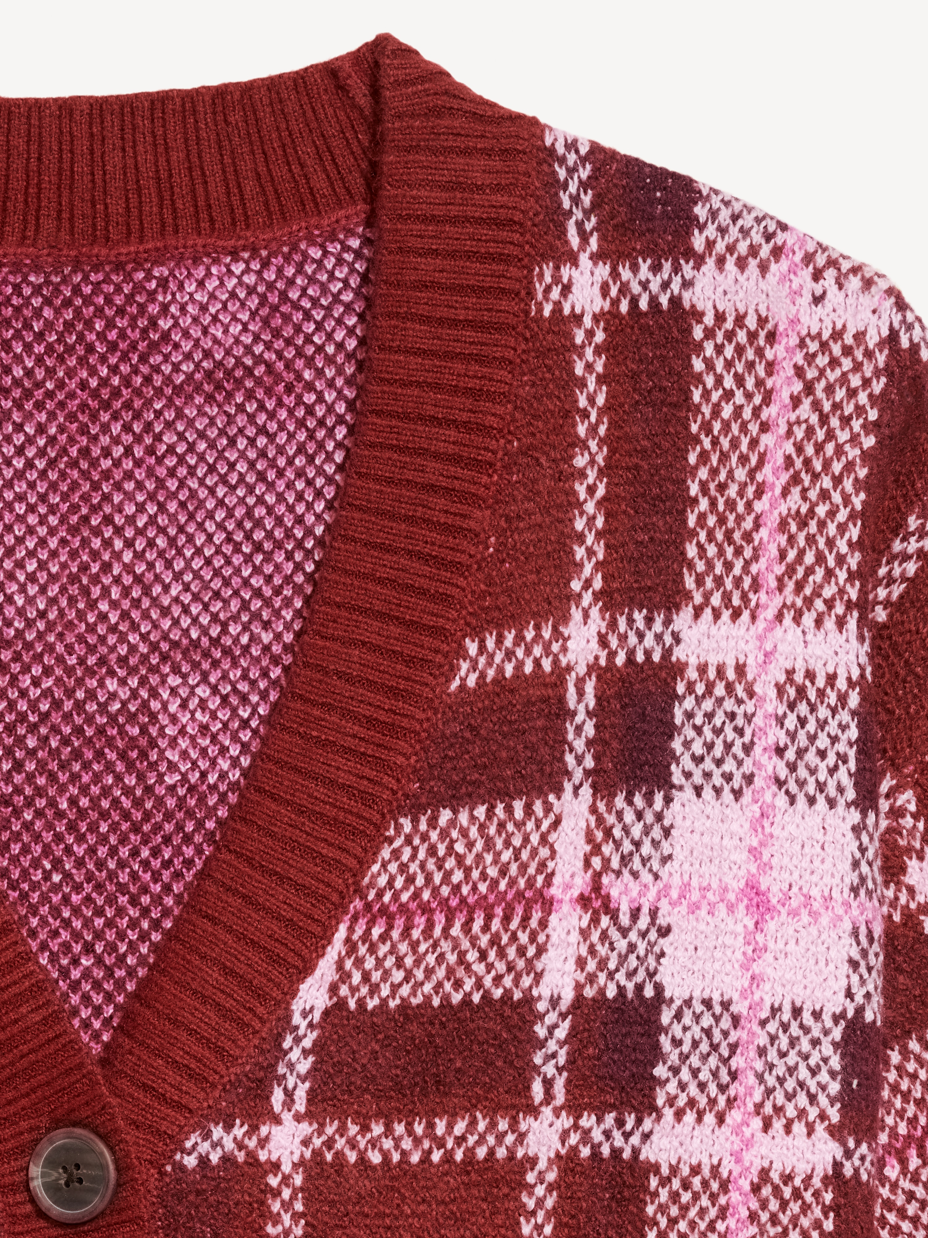 SoSoft V-Neck Cardigan Sweater - Red Plaid - 5