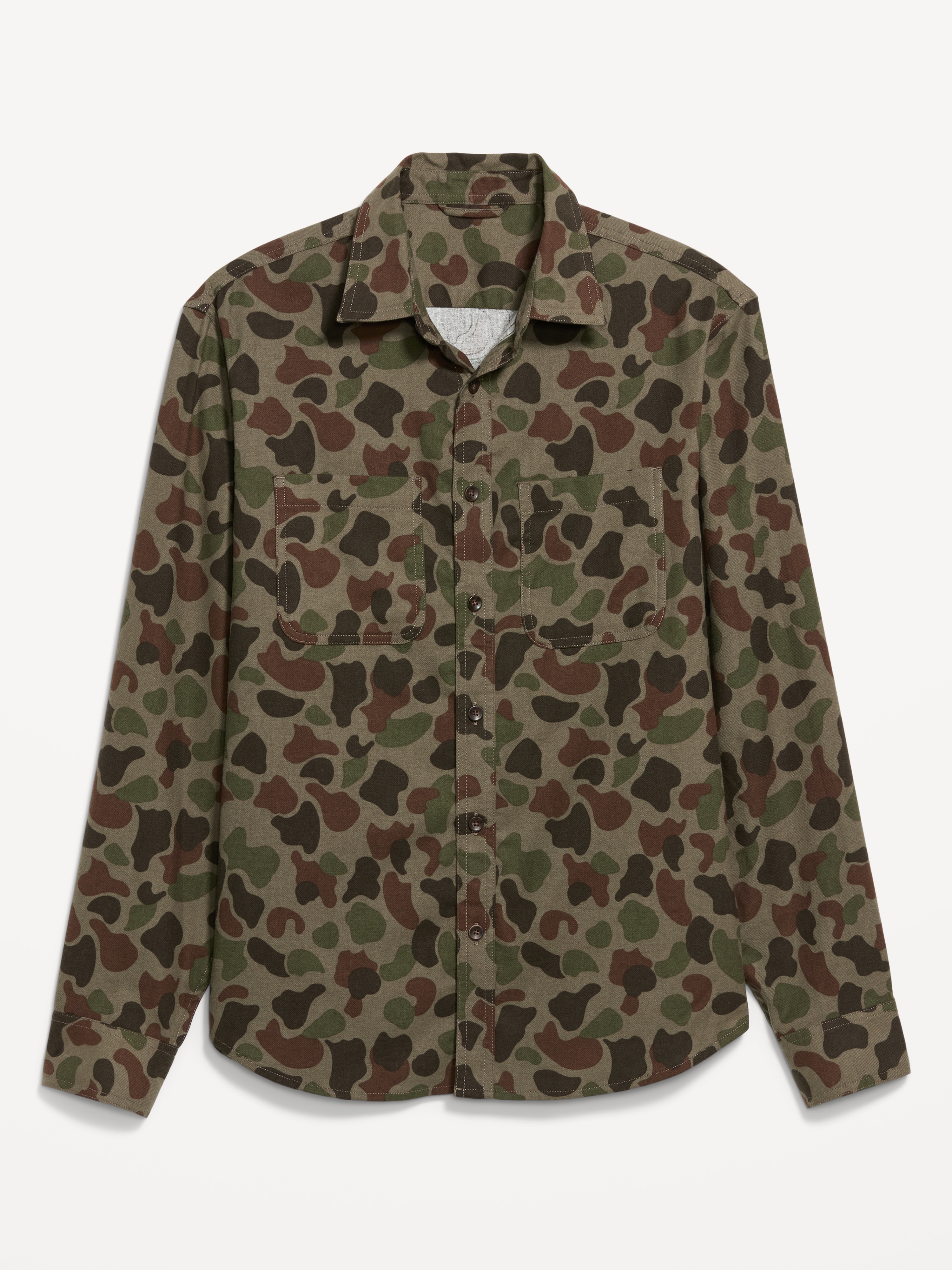 Relaxed Long-Sleeve Flannel Pocket Shirt - Camo - 4