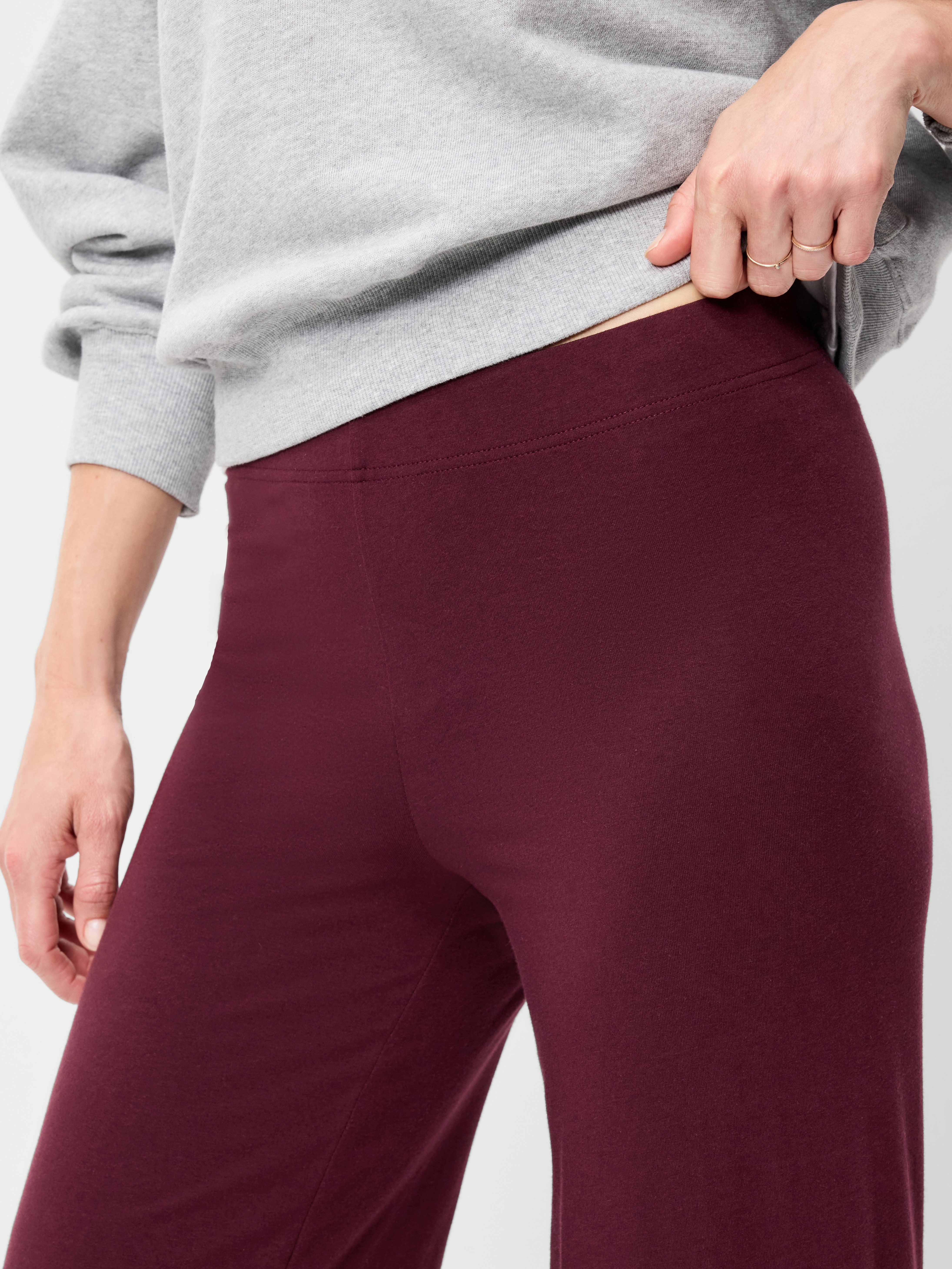 High-Waisted Fashion Wide-Leg Leggings - Red Raisin - 4