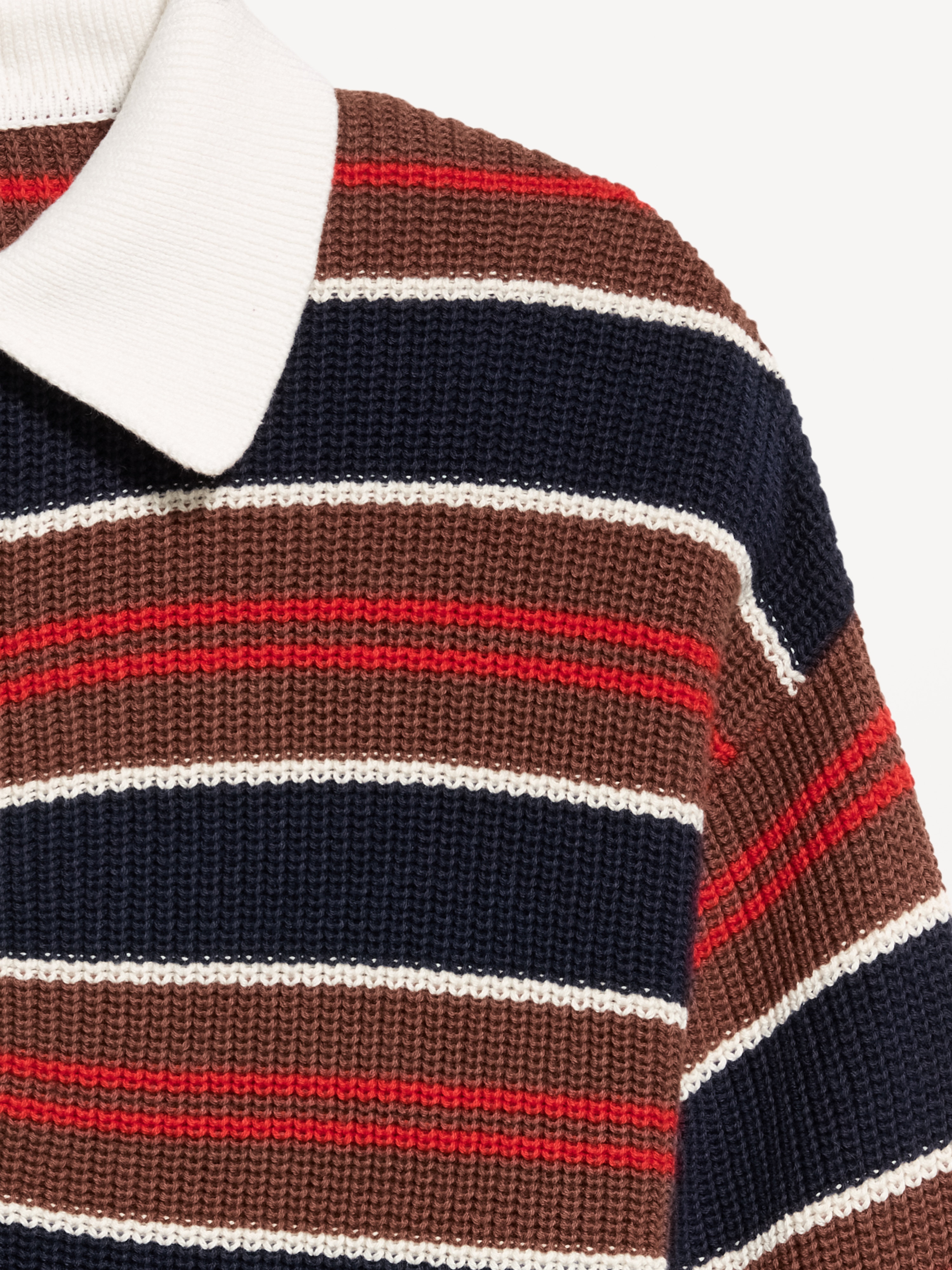 Cotton-Blend Rugby Polo - Earth Brown Stripe - 5