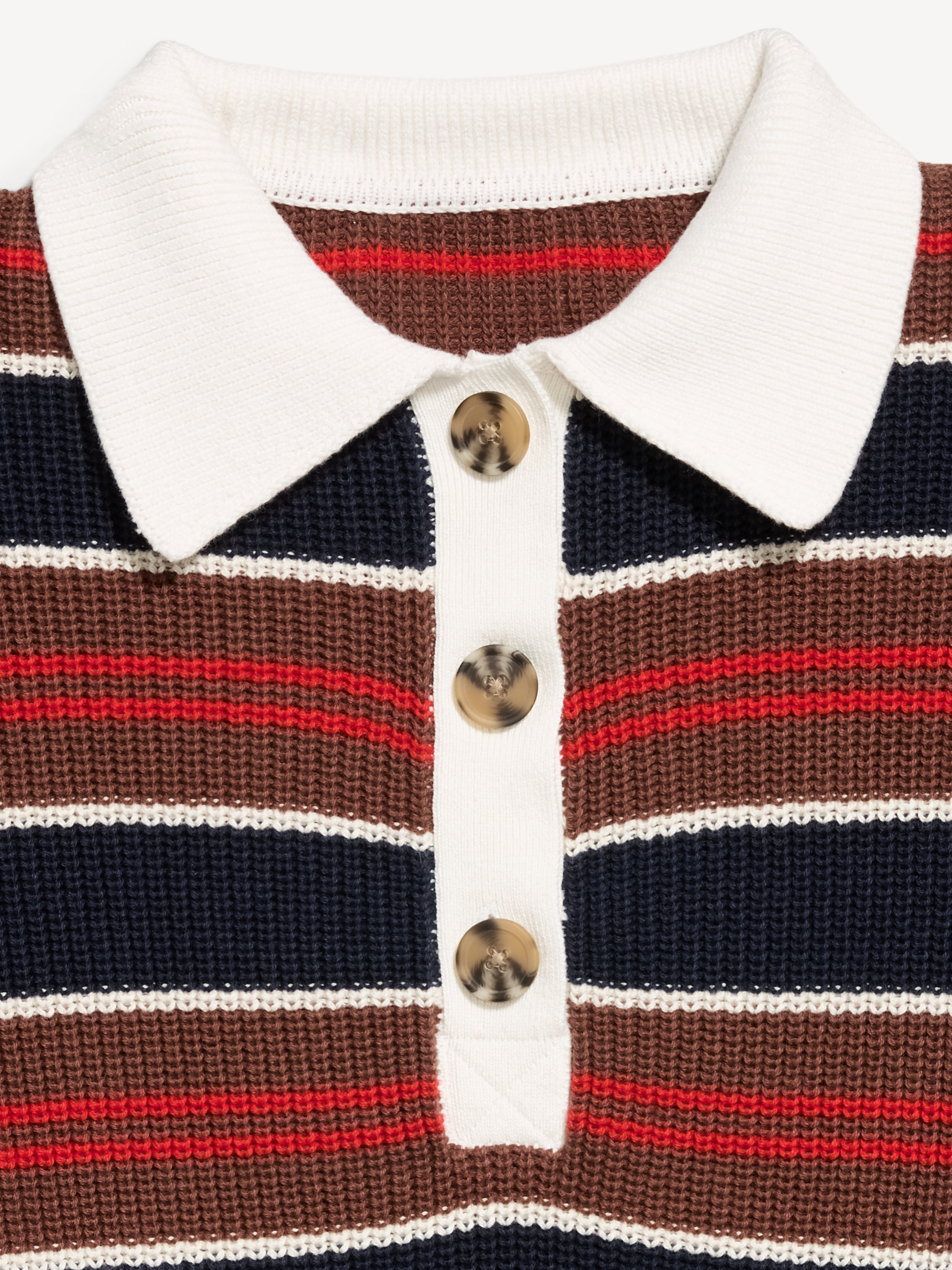Cotton-Blend Rugby Polo - Earth Brown Stripe - 6