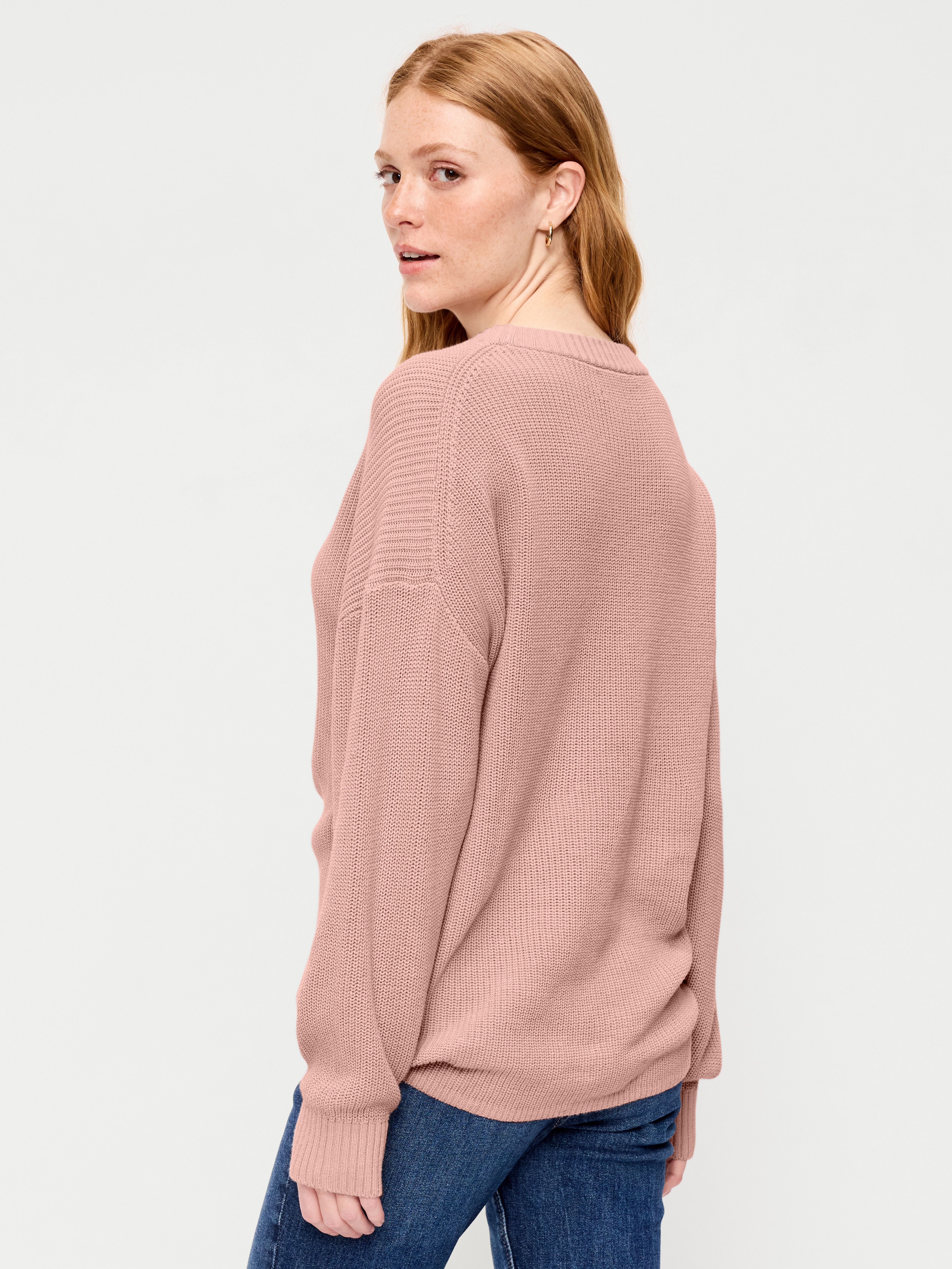 Seaside Cotton Shaker Oversized Tunic Sweater - Powder Pink - 2