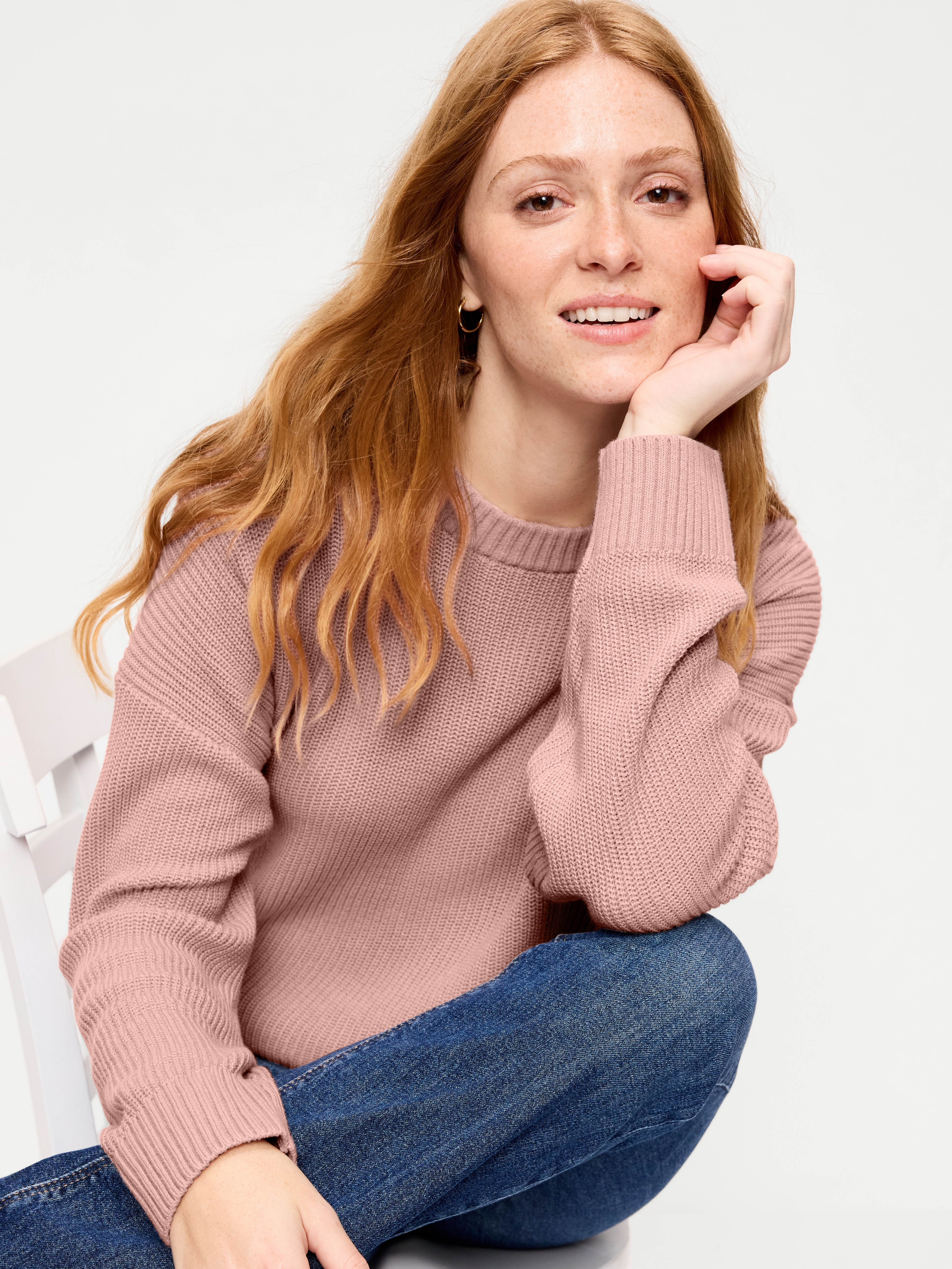 Seaside Cotton Shaker Oversized Tunic Sweater - Powder Pink - 3