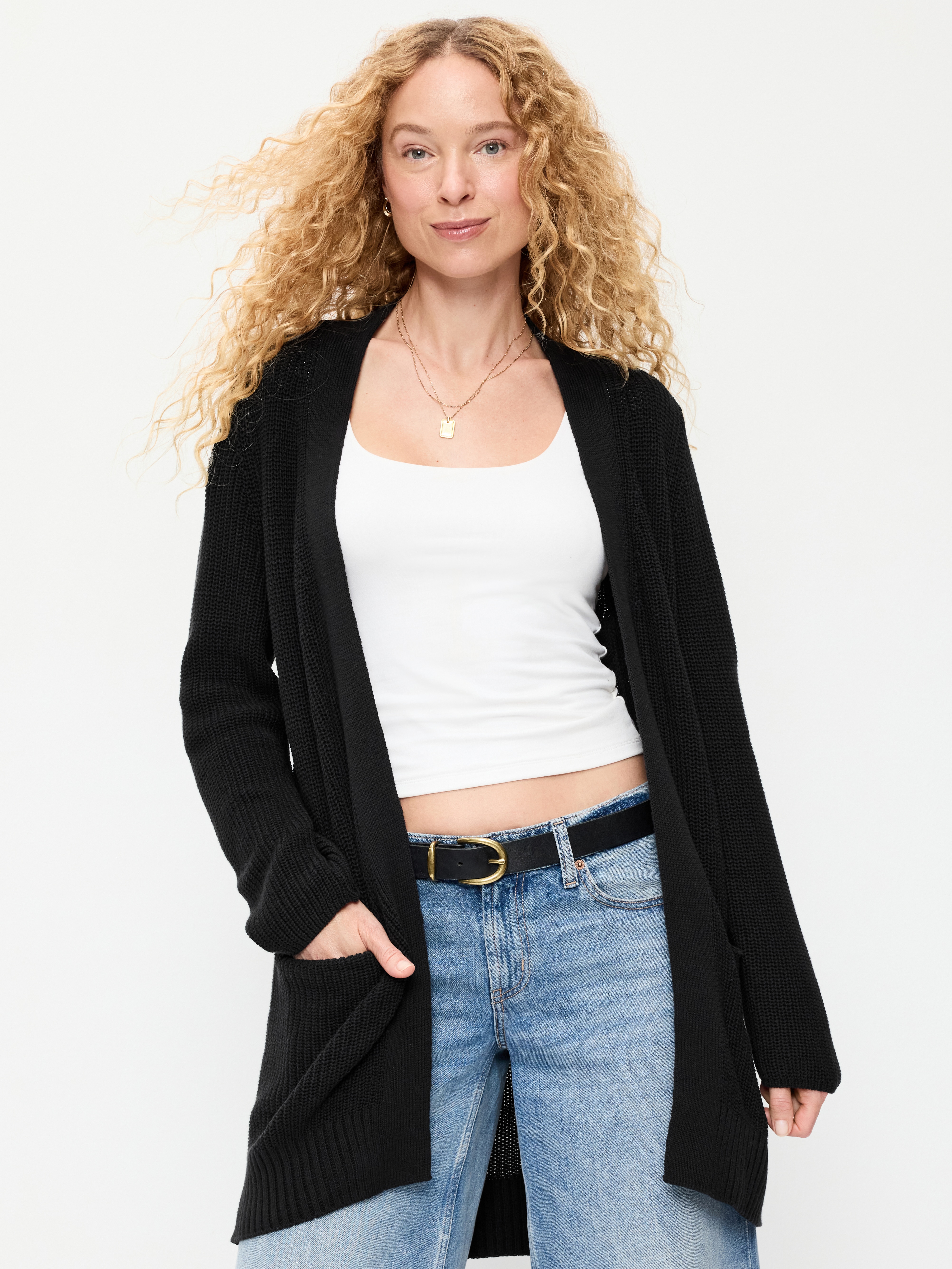 Longline Open-Front Wrap - Black Jack - 1