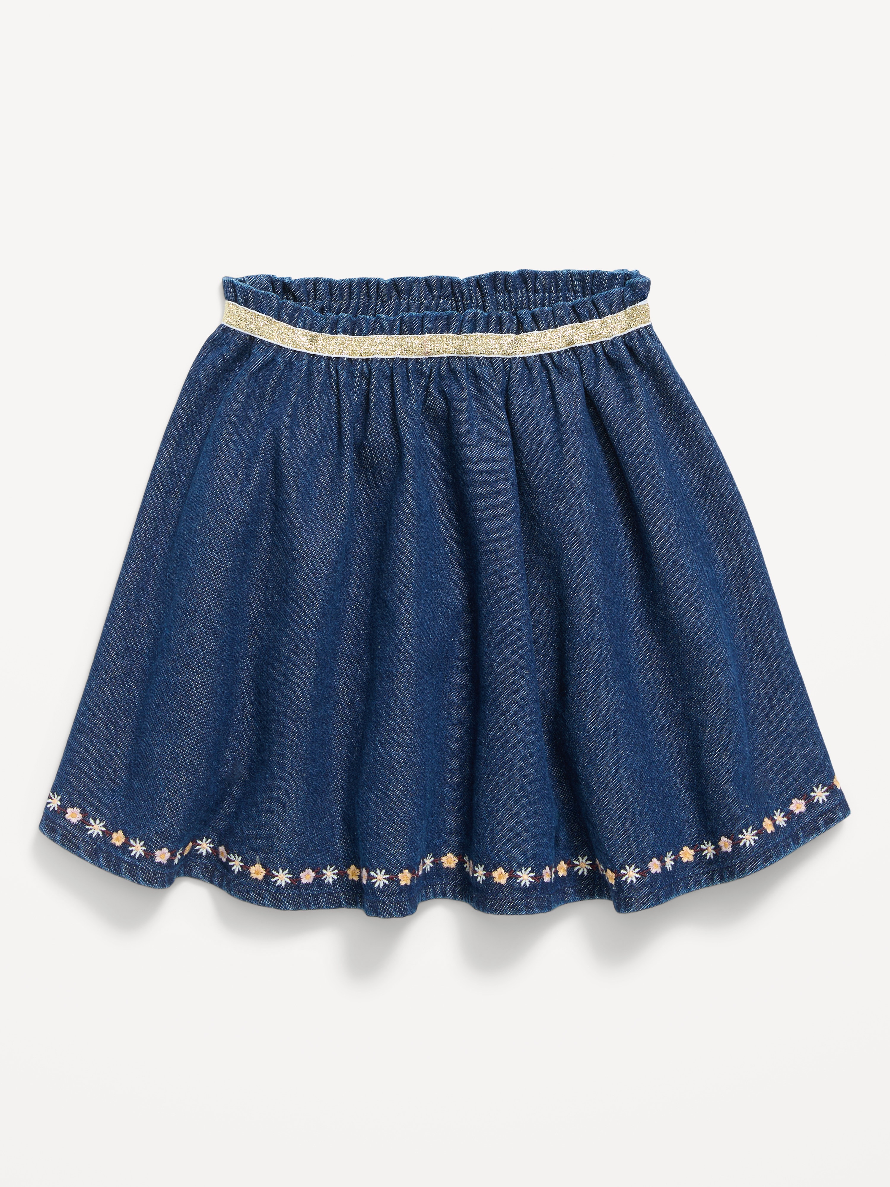 Embroidered Denim Skirt for Toddler Girls - Dark Wash - 1