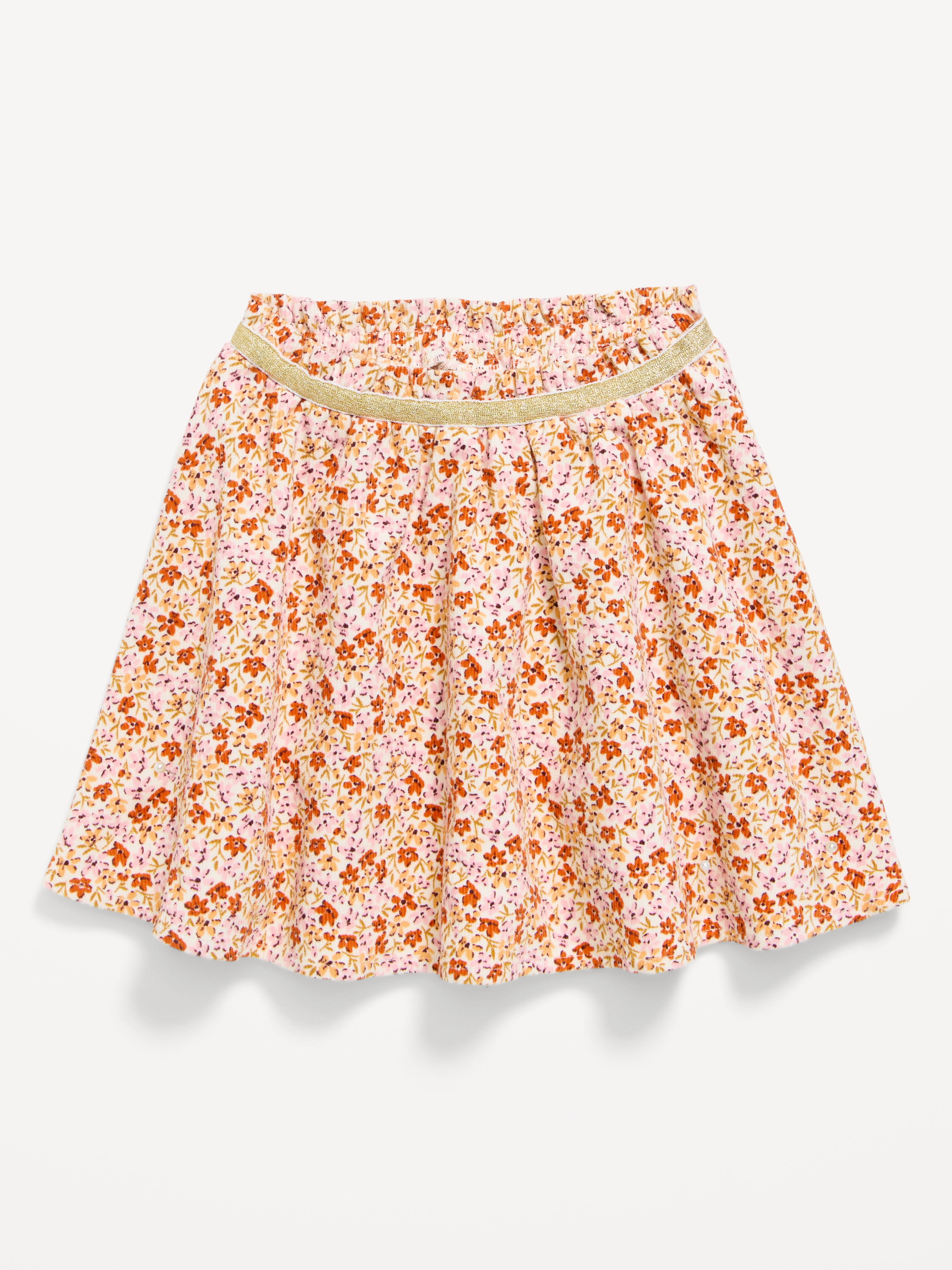 Embroidered Denim Skirt for Toddler Girls - Cream Ditsy Floral - 1