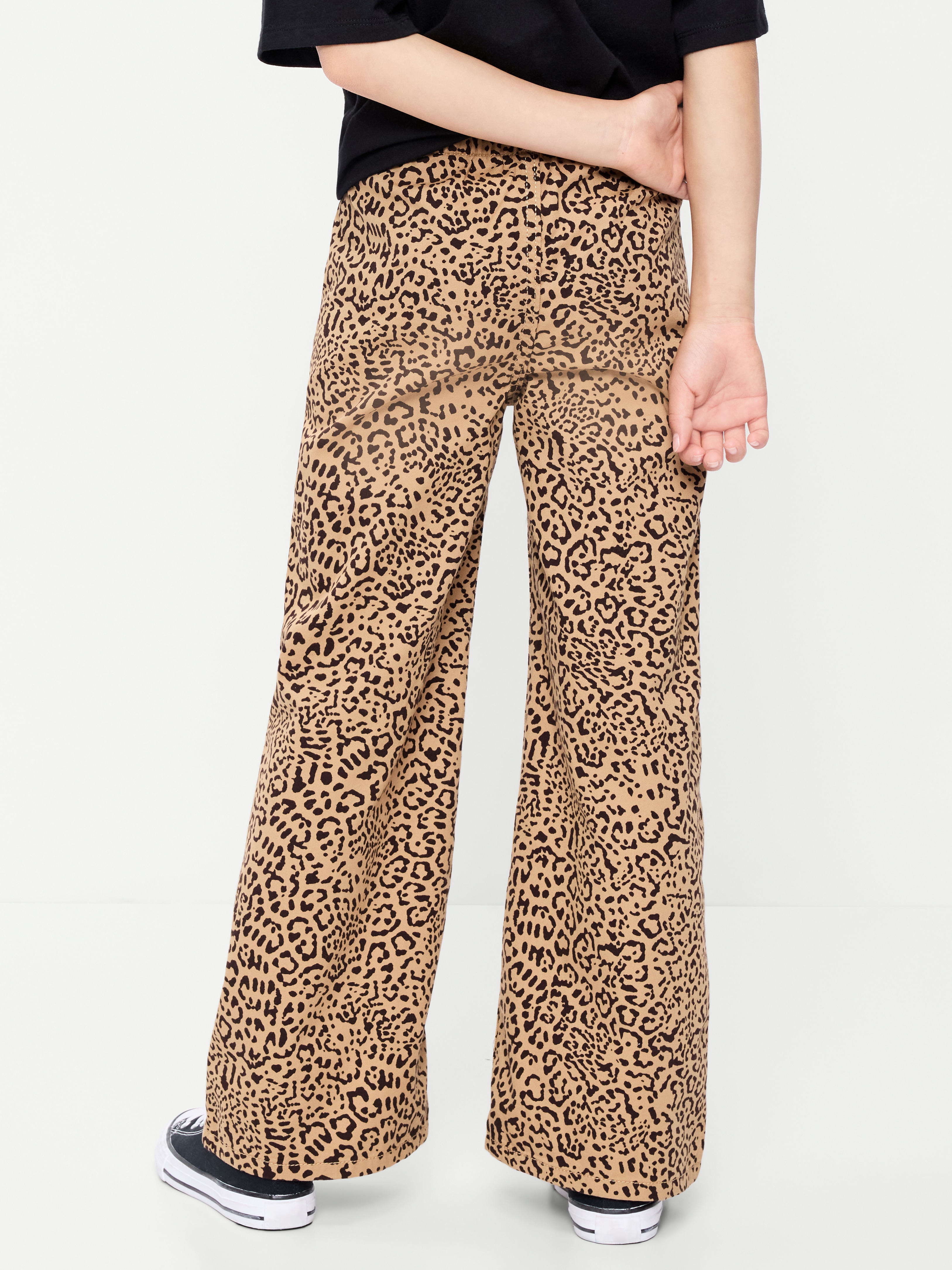 High-Waisted Pull-On Baggy Wide-Leg Jeans for Girls - Cheetah - 2