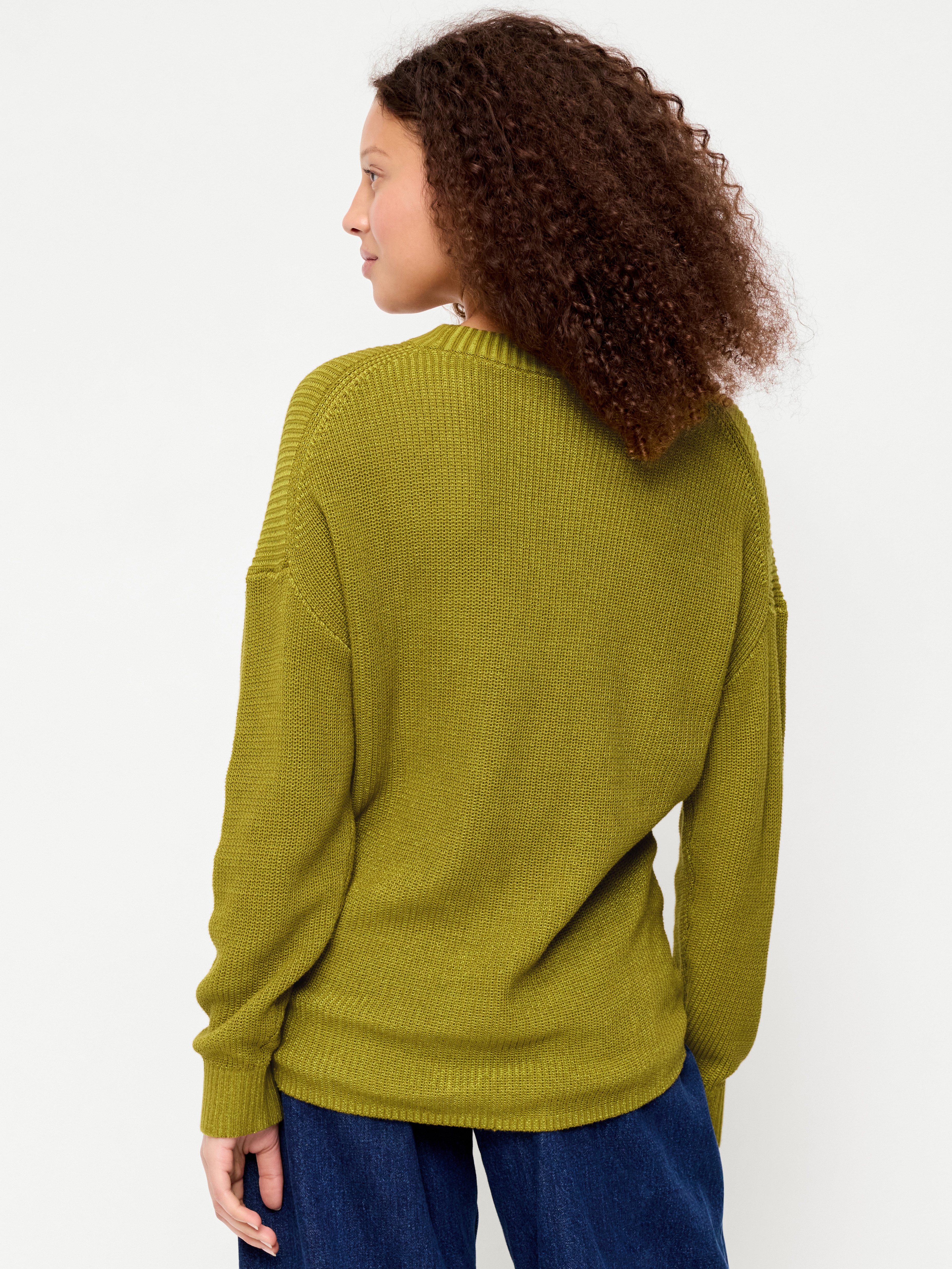 Seaside Cotton Shaker Oversized Tunic Sweater - Mysterious Fern - 2