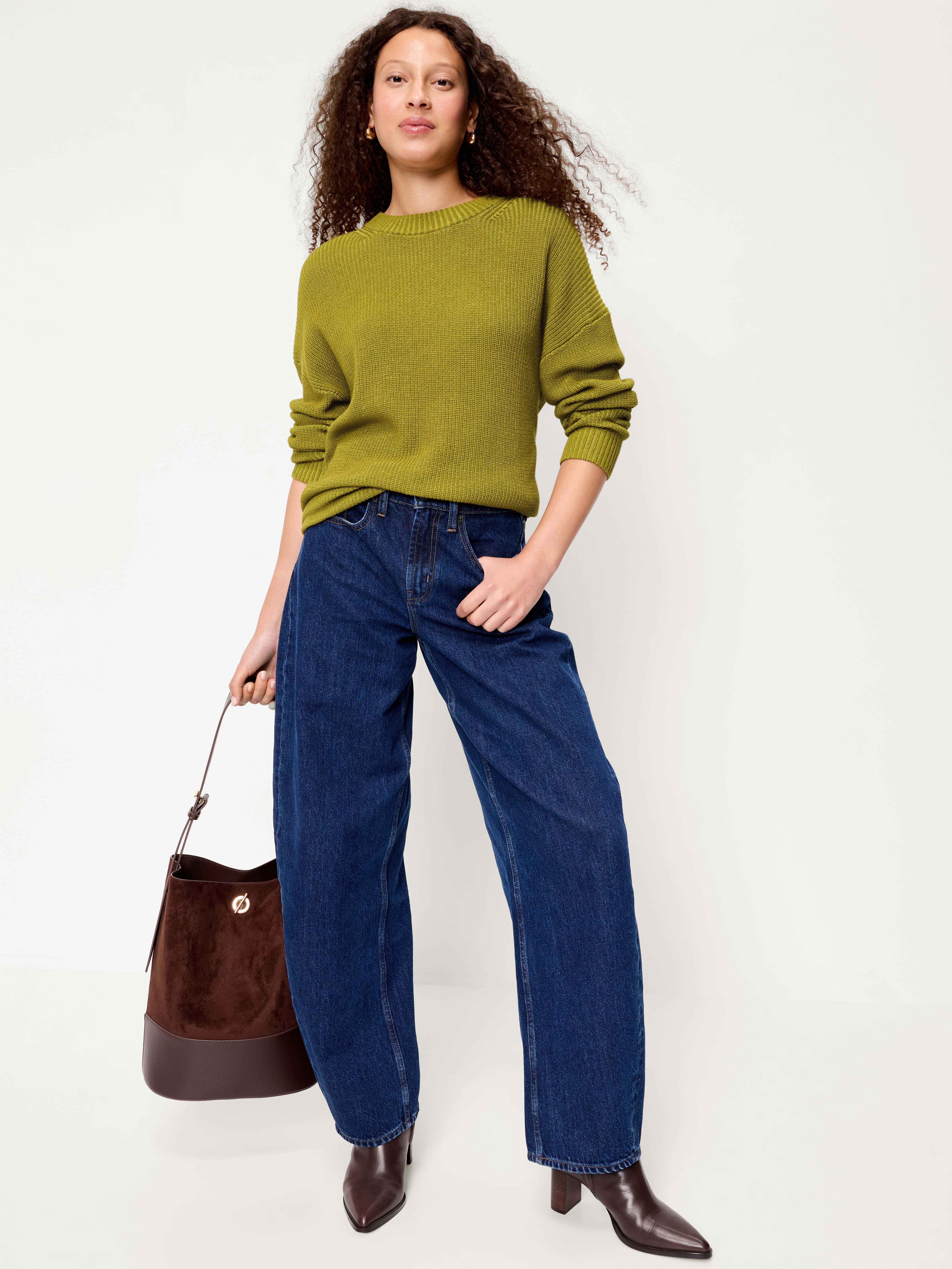 Seaside Cotton Shaker Oversized Tunic Sweater - Mysterious Fern - 3