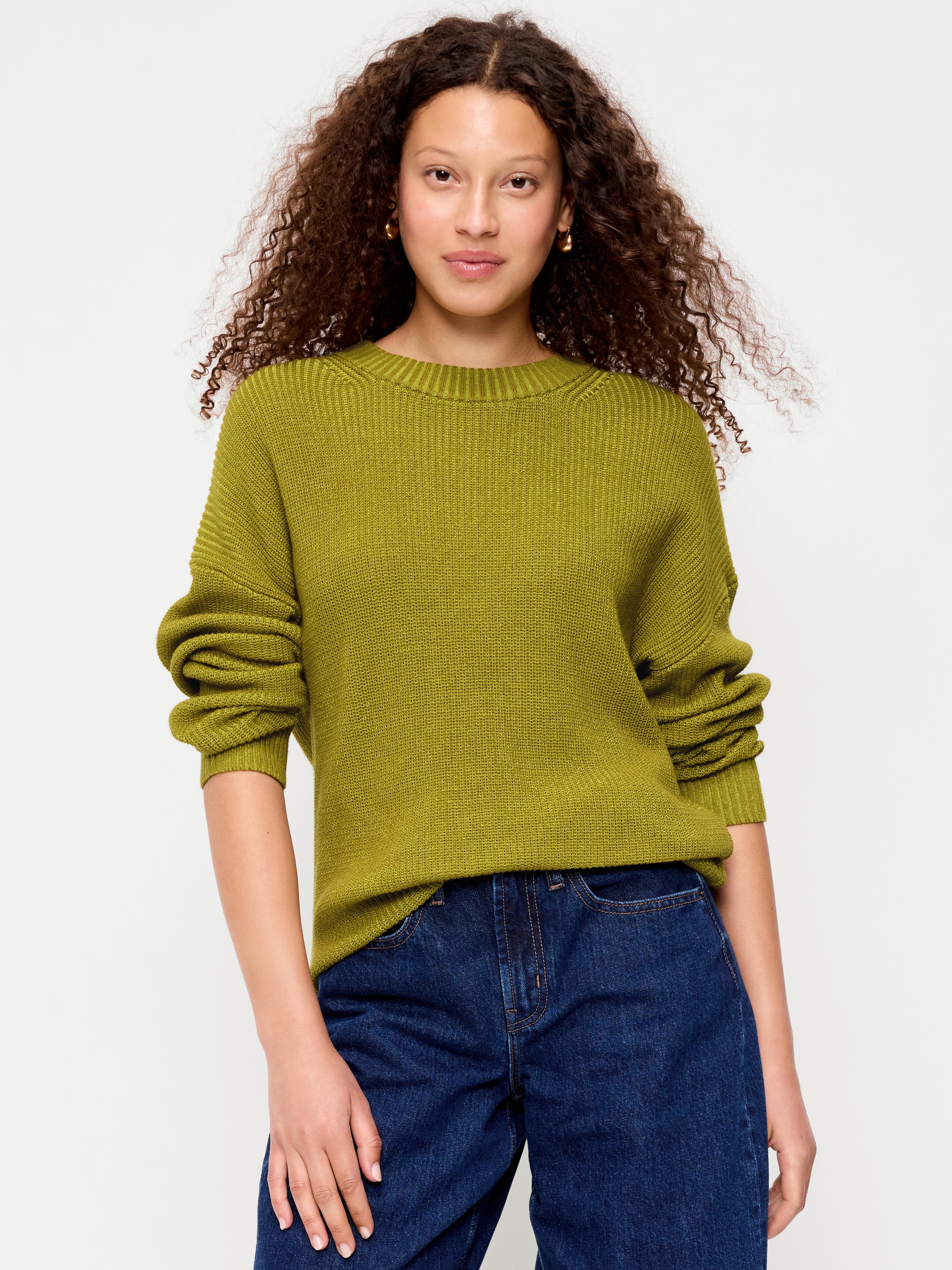 Seaside Cotton Shaker Oversized Tunic Sweater - Mysterious Fern - 1