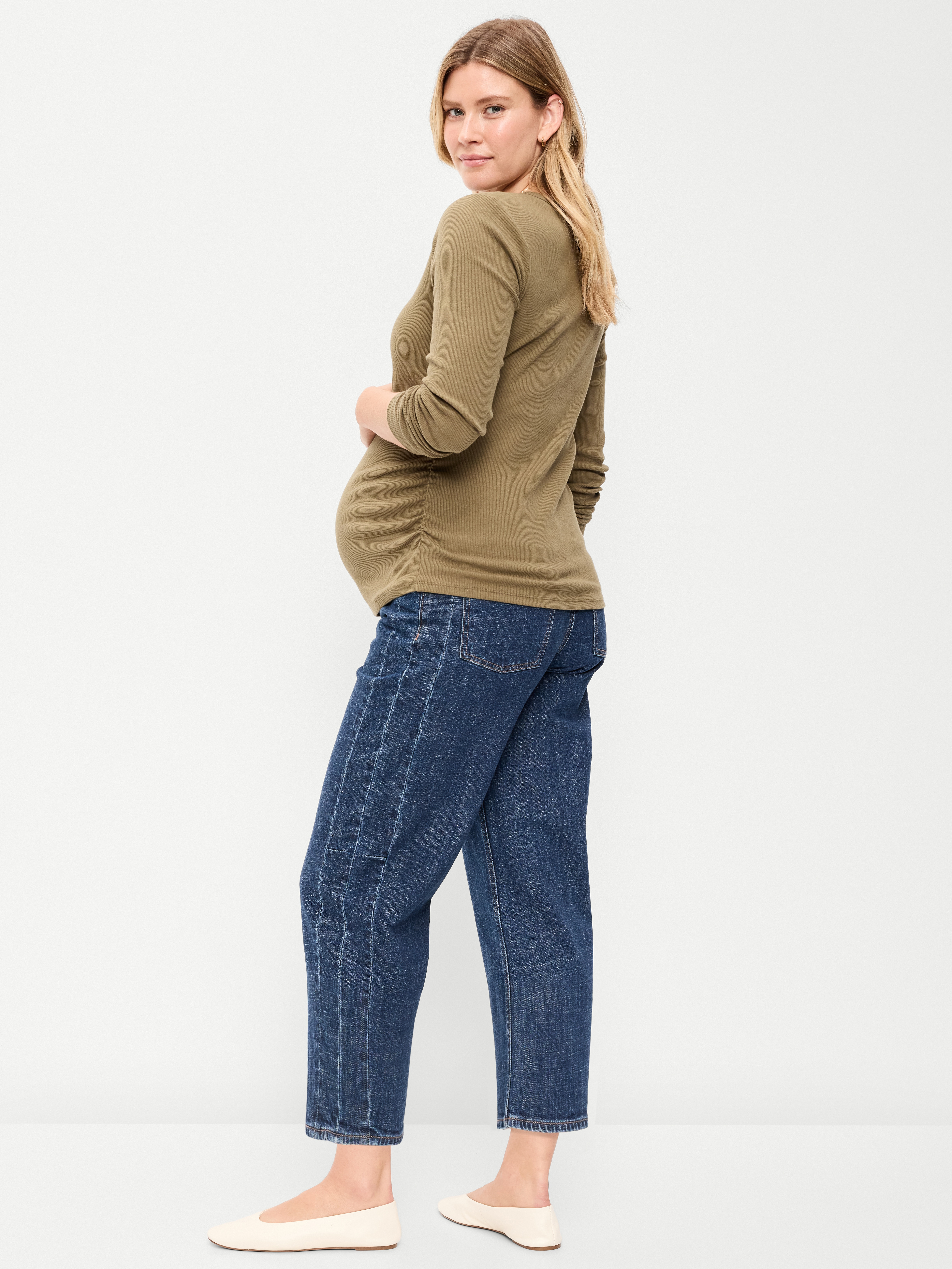 Maternity Full Panel Barrel Ankle Jeans - Evie - 3