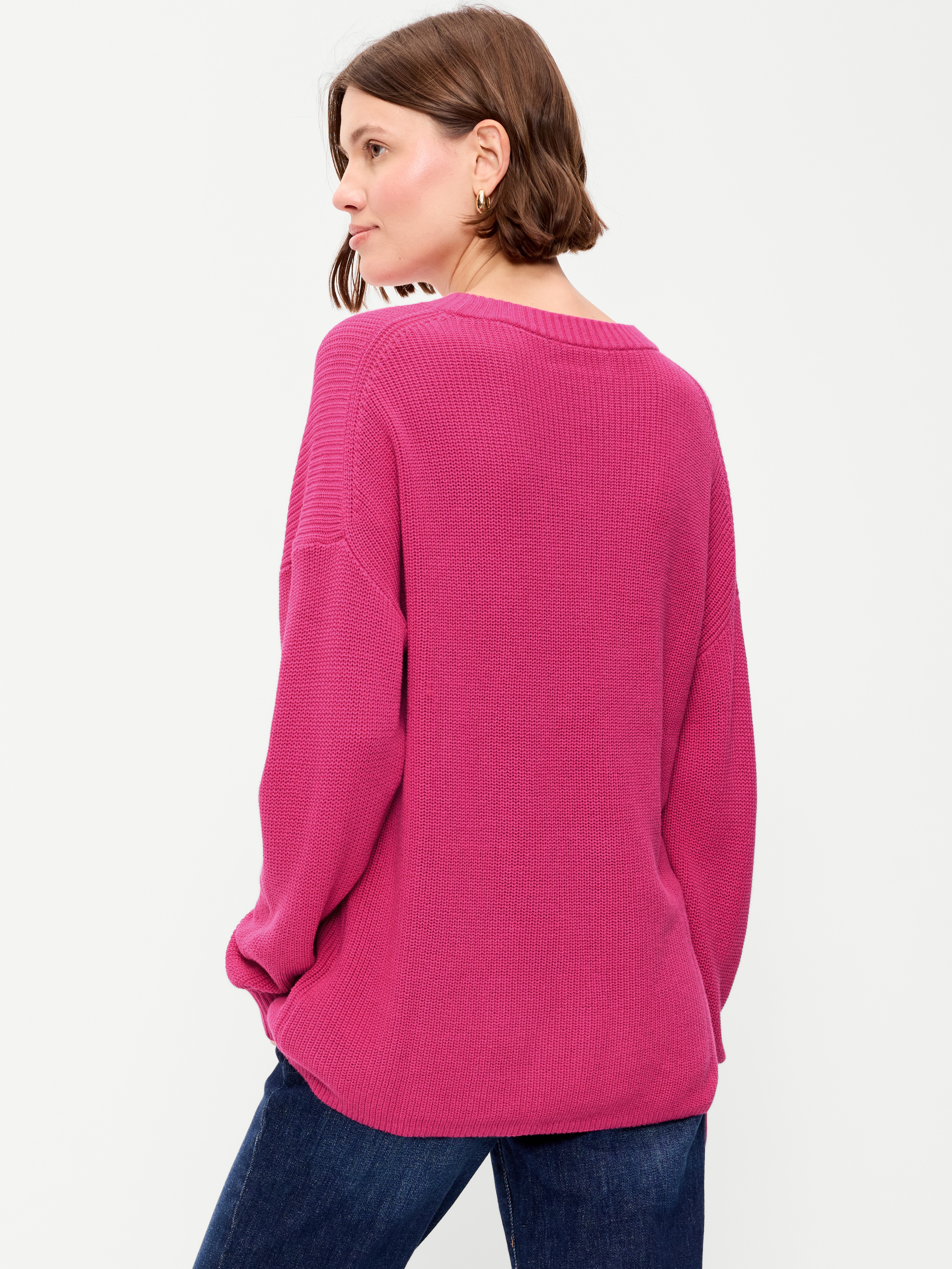 Seaside Cotton Shaker Oversized Tunic Sweater - Papyrus Flower - 2