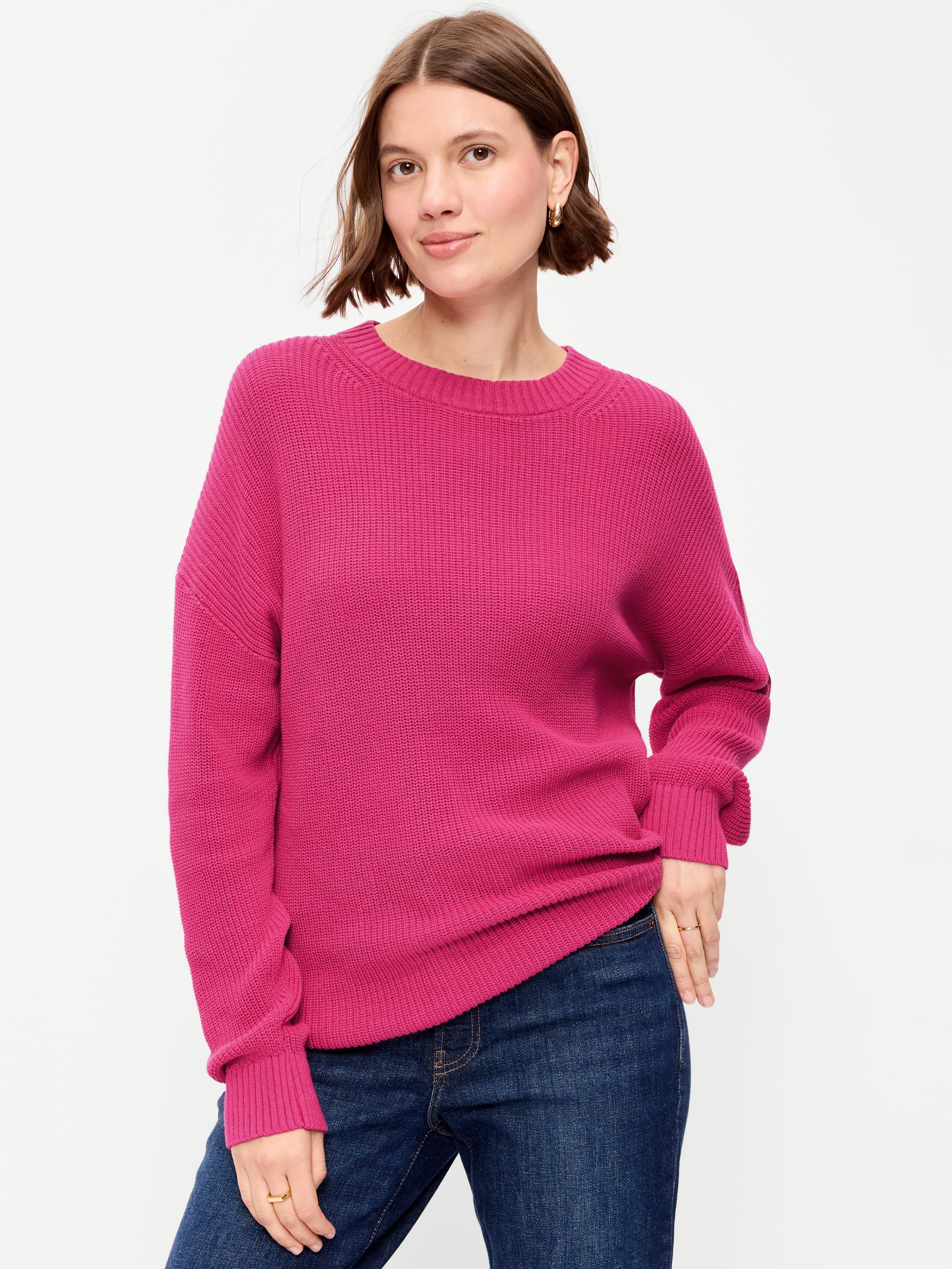 Seaside Cotton Shaker Oversized Tunic Sweater - Papyrus Flower - 1