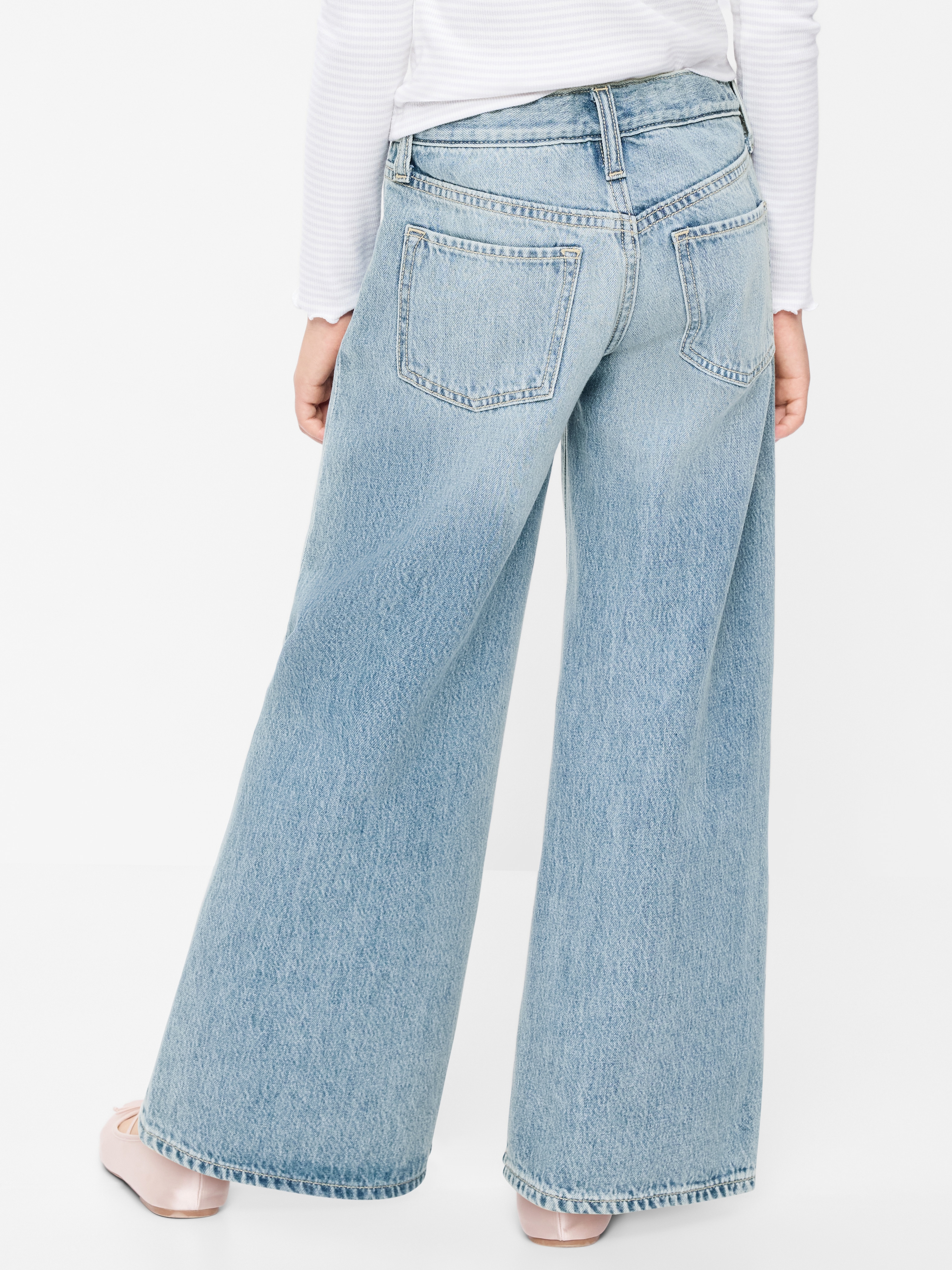 Super Baggy Wide-Leg Embroidered Jeans for Girls - Light Wash - 2