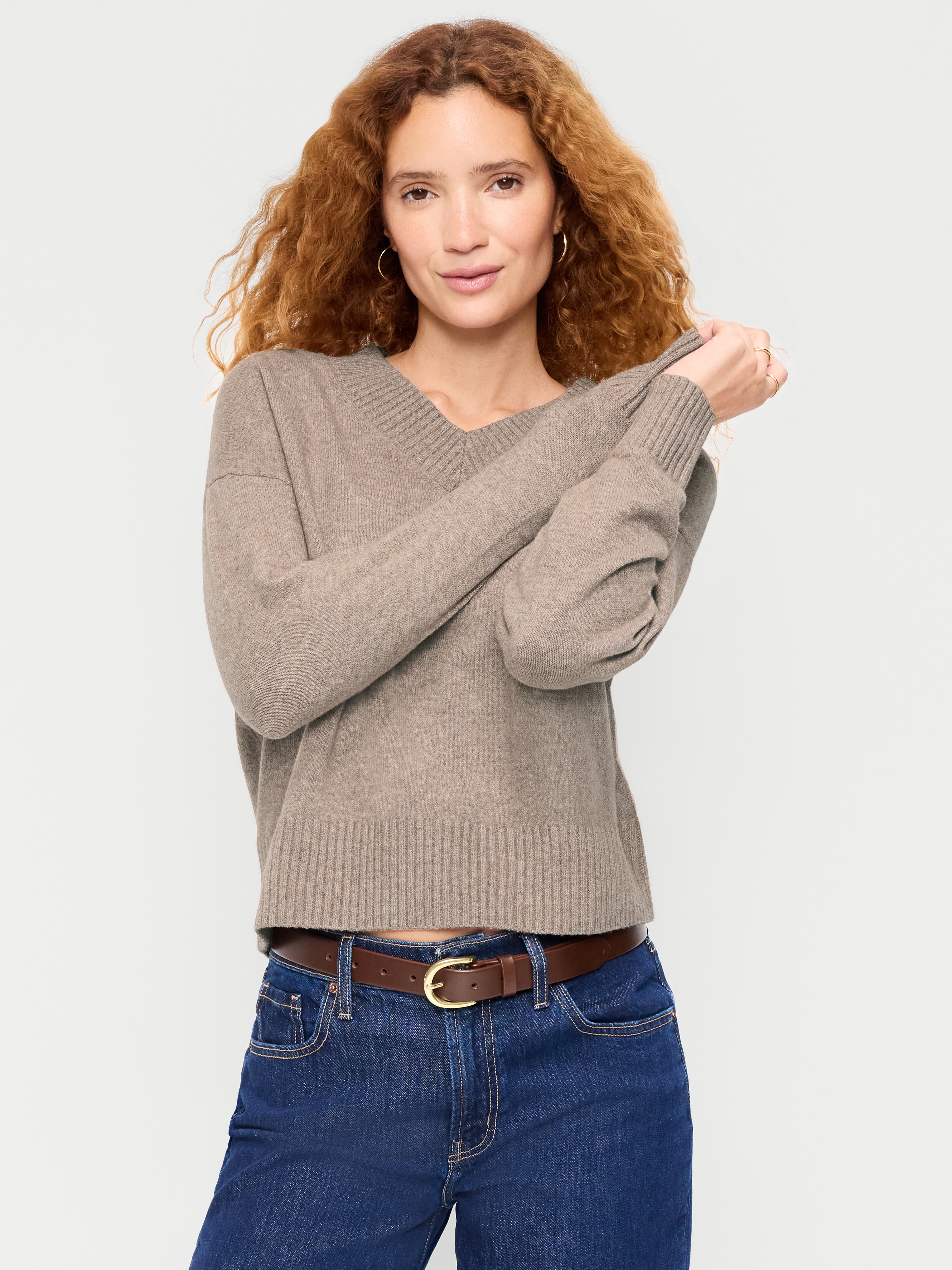 SoSoft V-Neck Sweater - Mushroom - 1