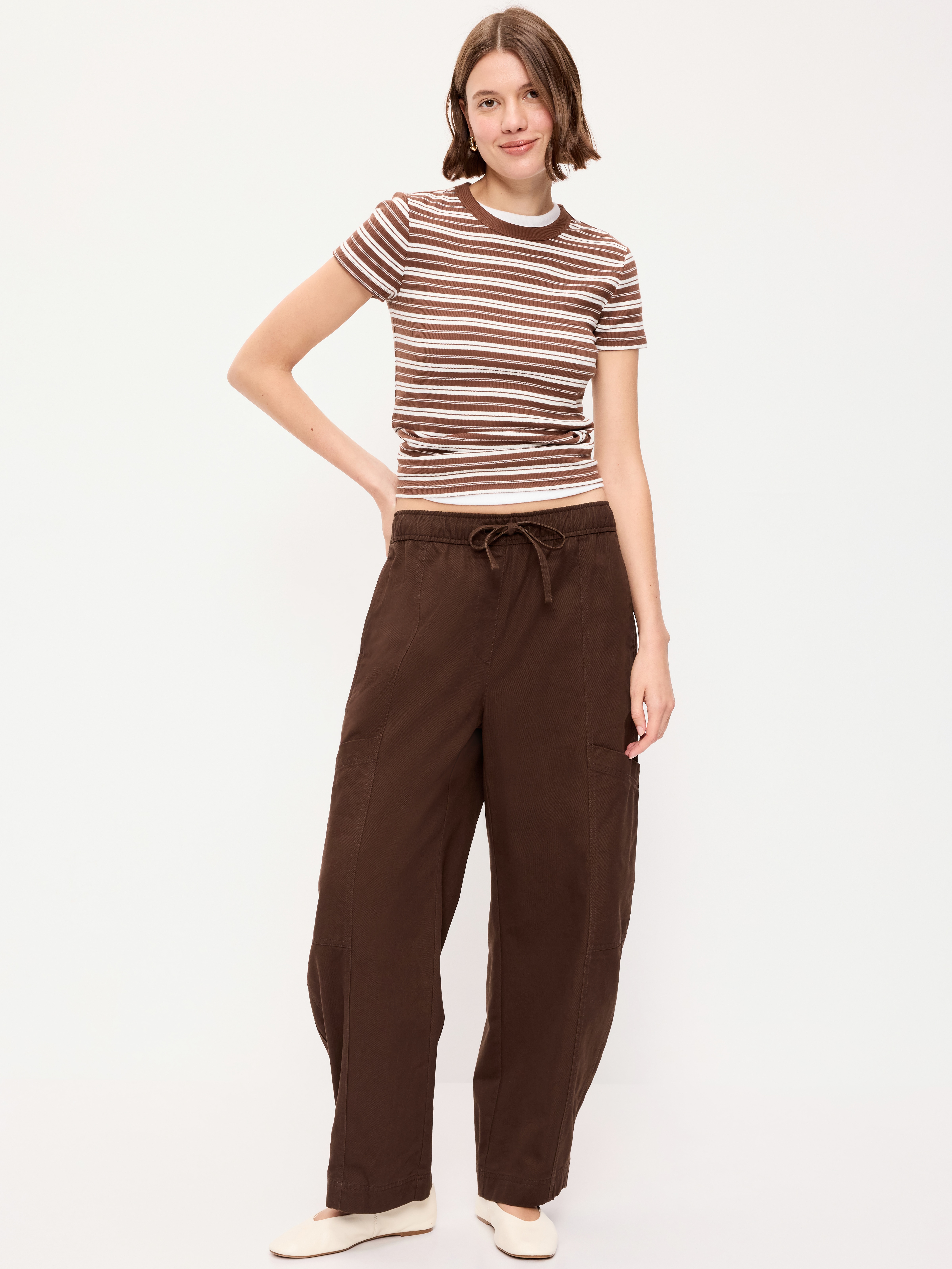 Mid-Rise Barrel-Leg Utility Pants - Earthen - 1