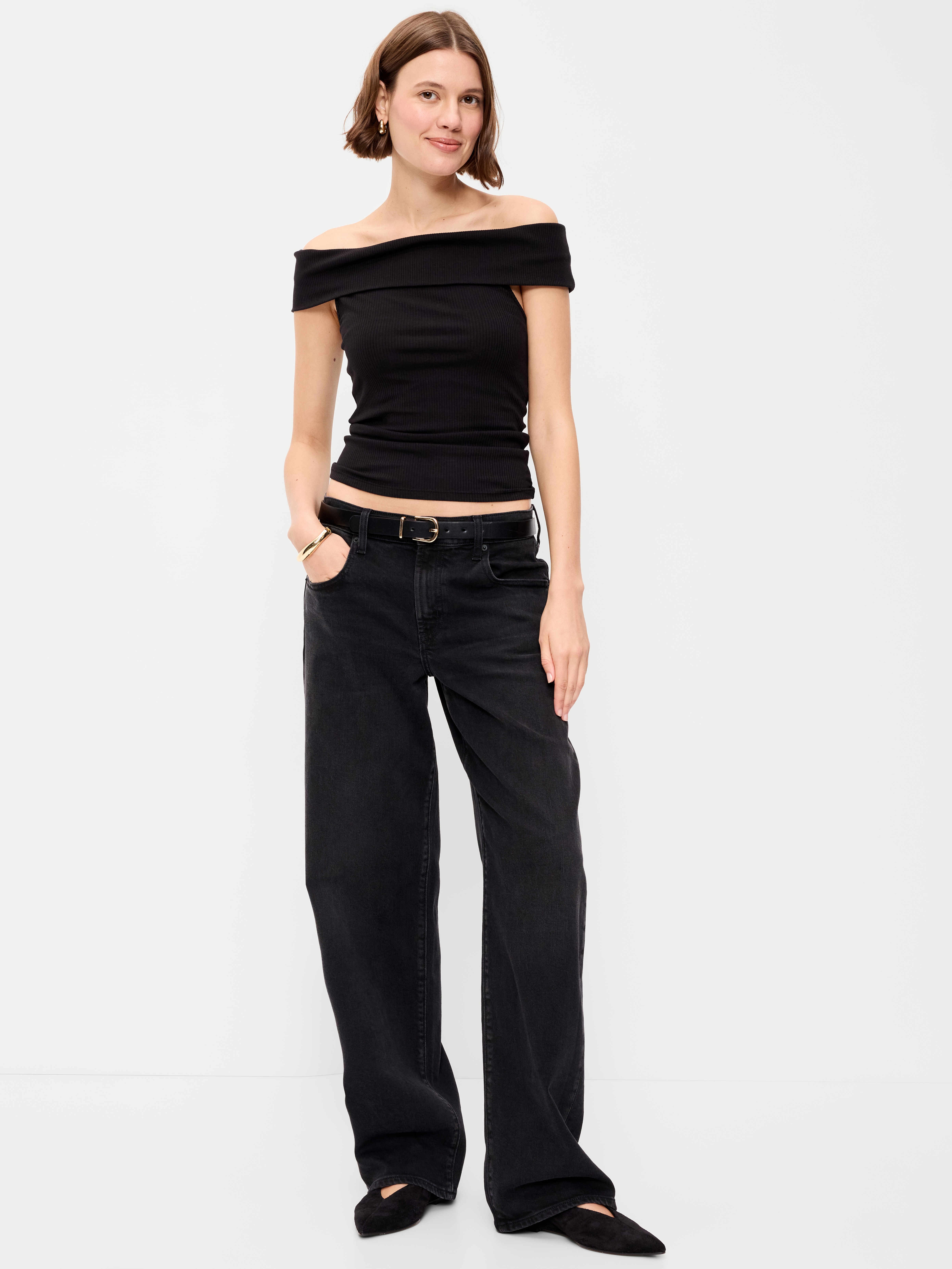 Low-Rise Loose Jeans - Autumn Night - 1