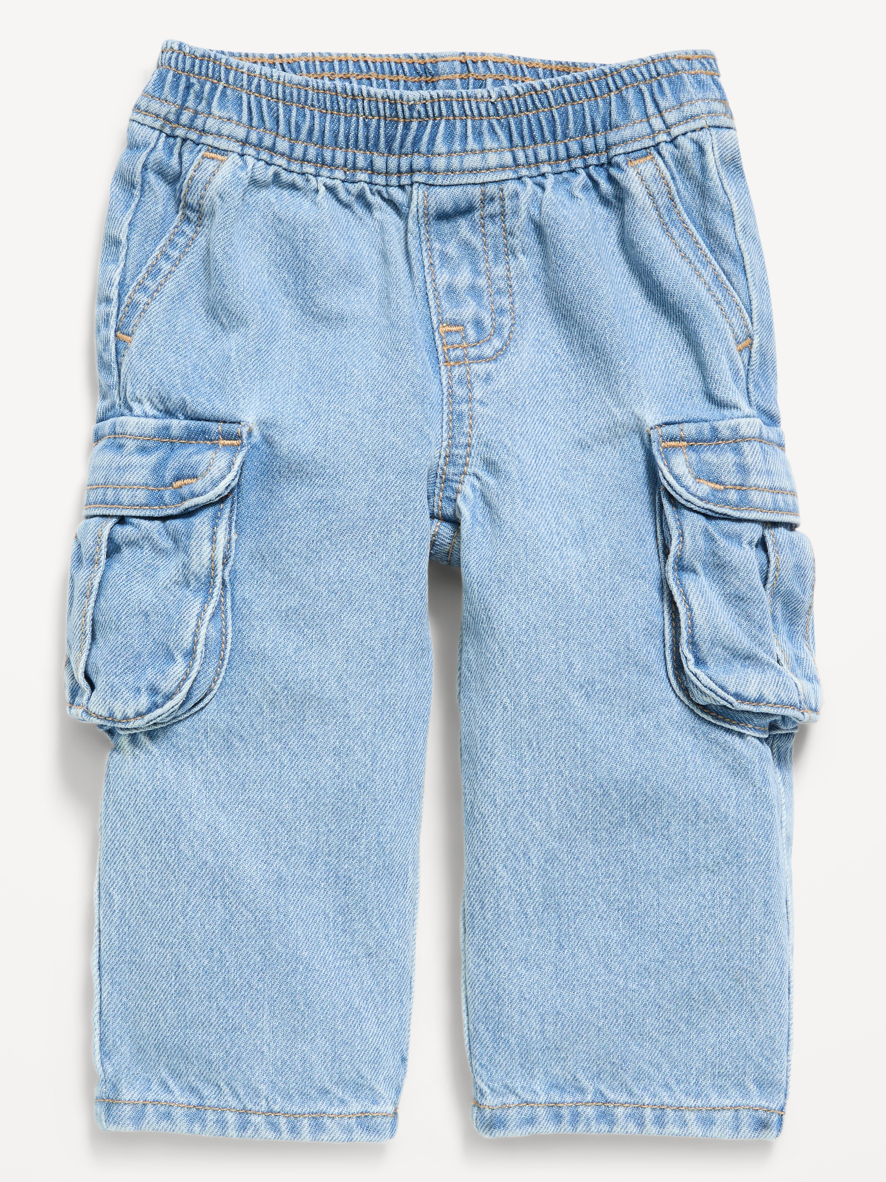 Baggy Barrel-Leg Cargo Jeans for Baby - Light Wash - 1