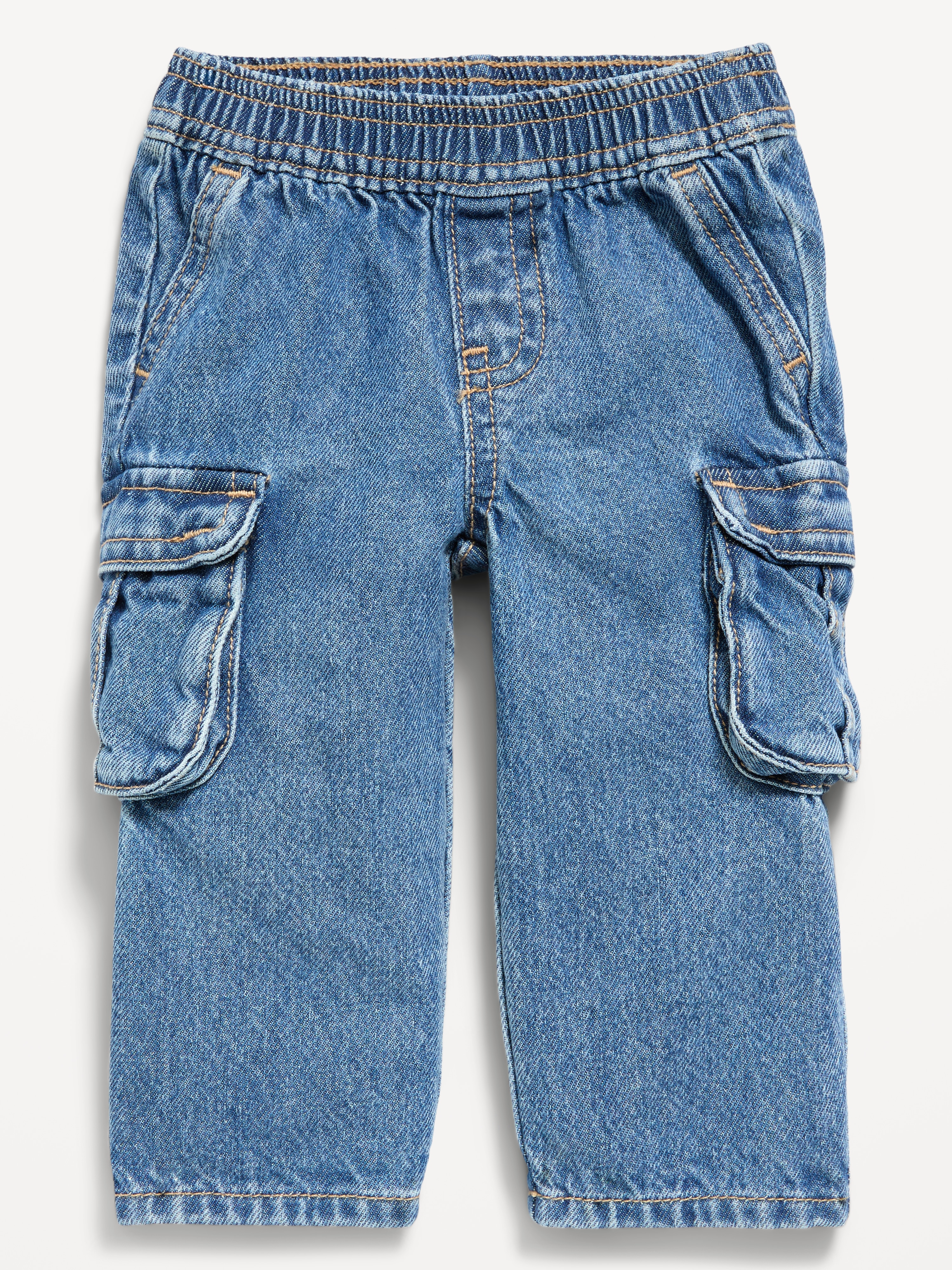Baggy Barrel-Leg Cargo Jeans for Baby - Medium Wash - 1