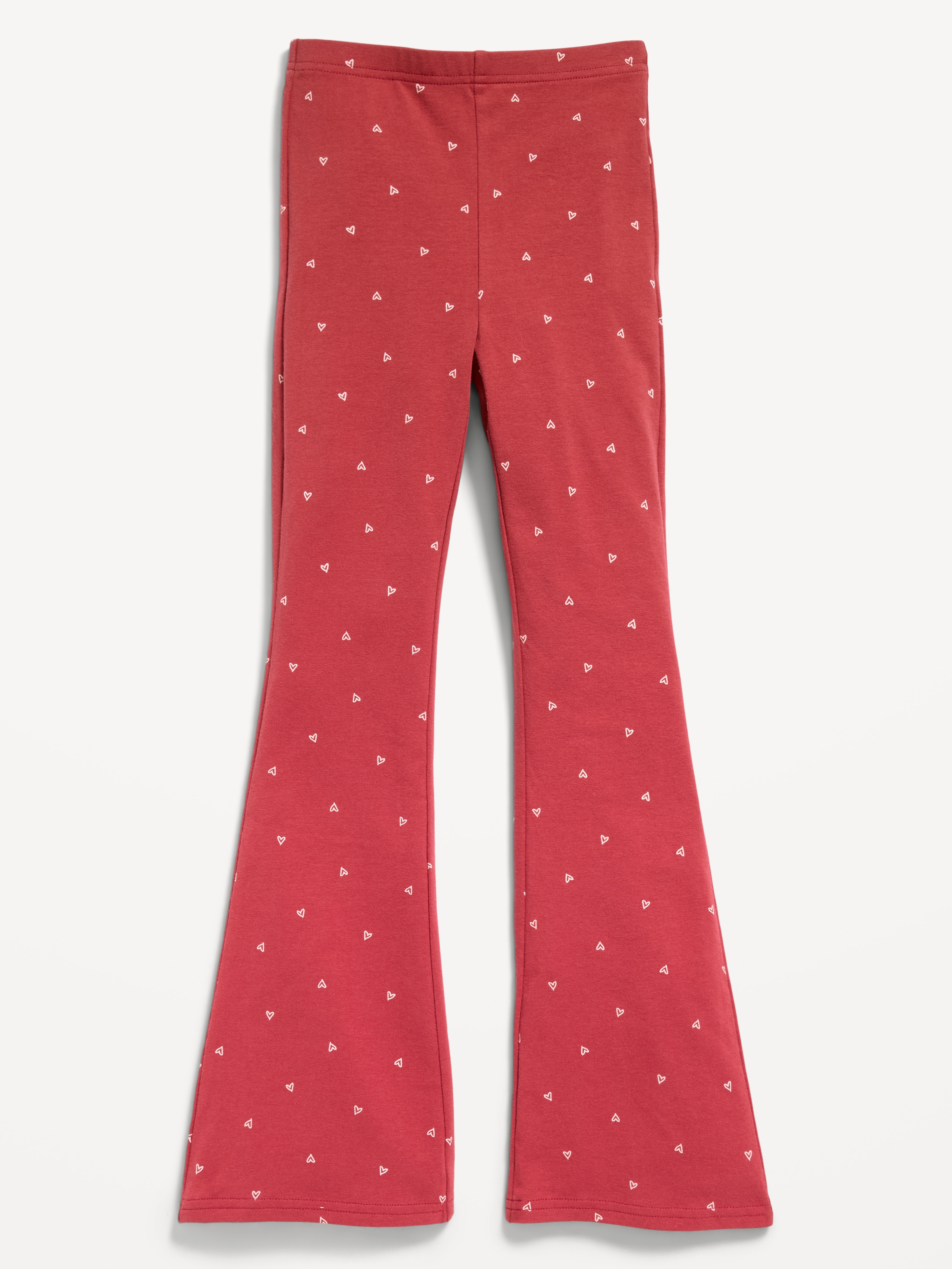 Full-Length Flared Leggings for Girls - Red Hearts - 1