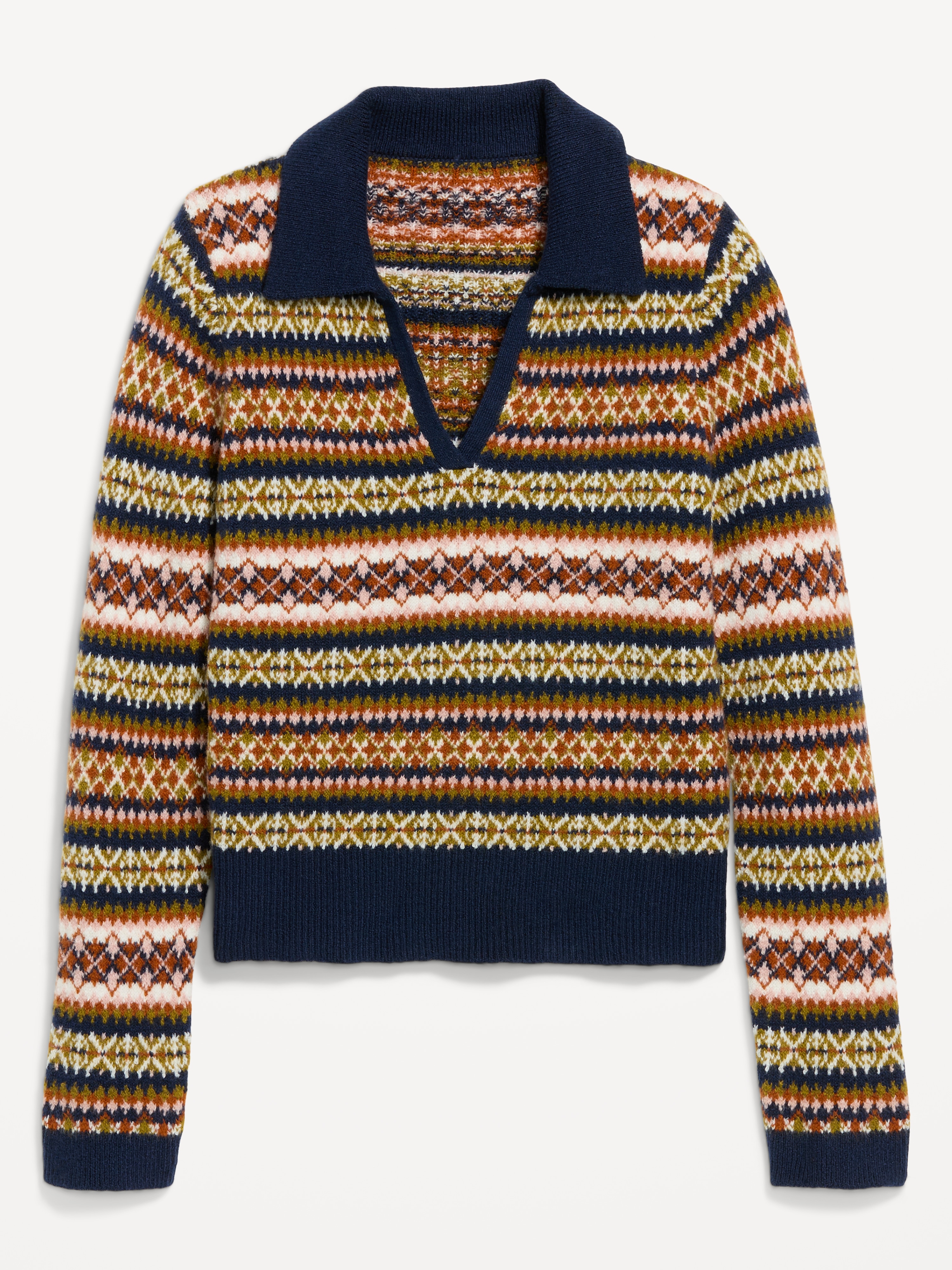 SoSoft Cropped Long-Sleeve Sweater - Navy Fair Isle - 4