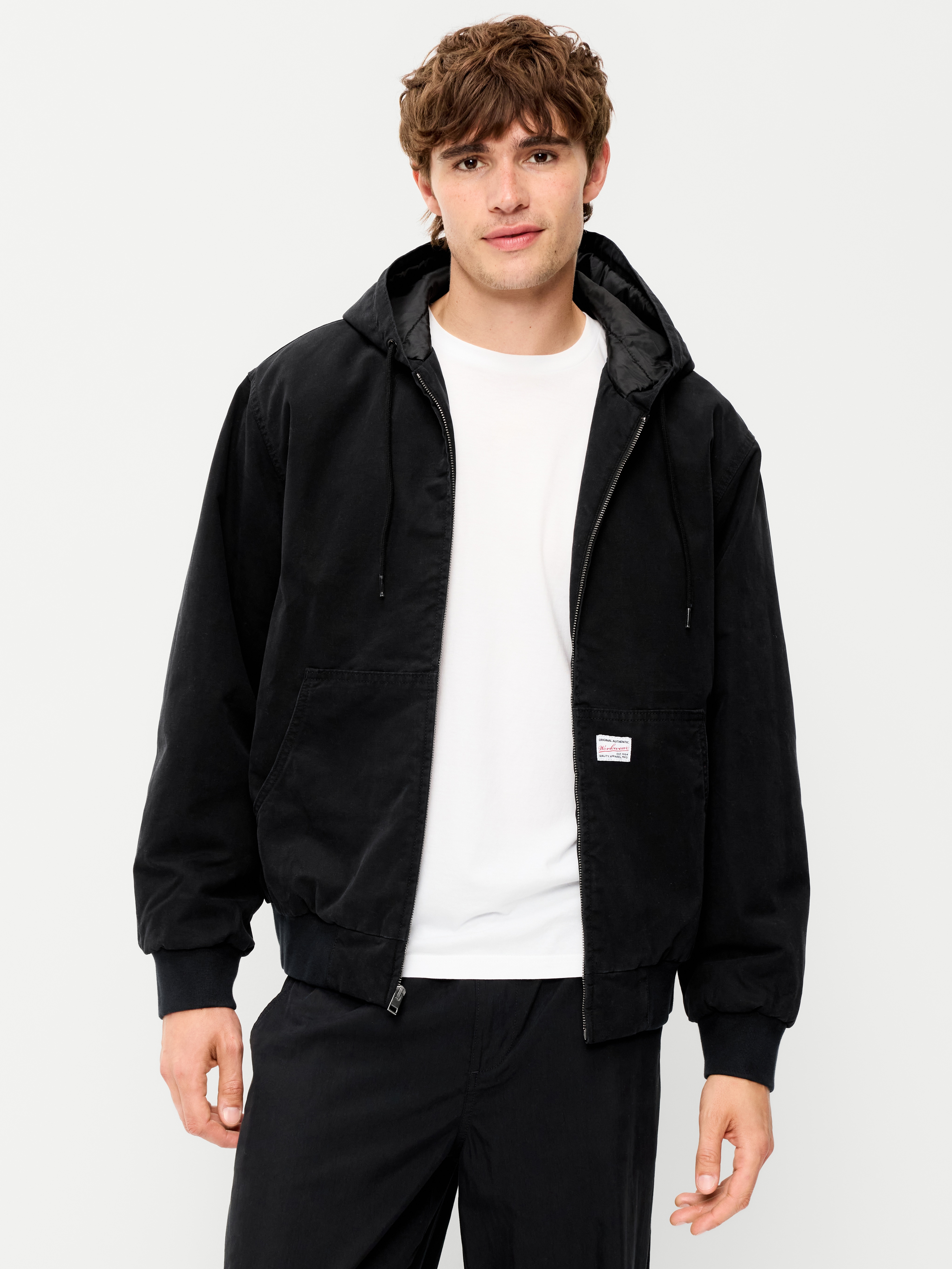 Oversized Zip Canvas Hoodie - Black Jack - 1