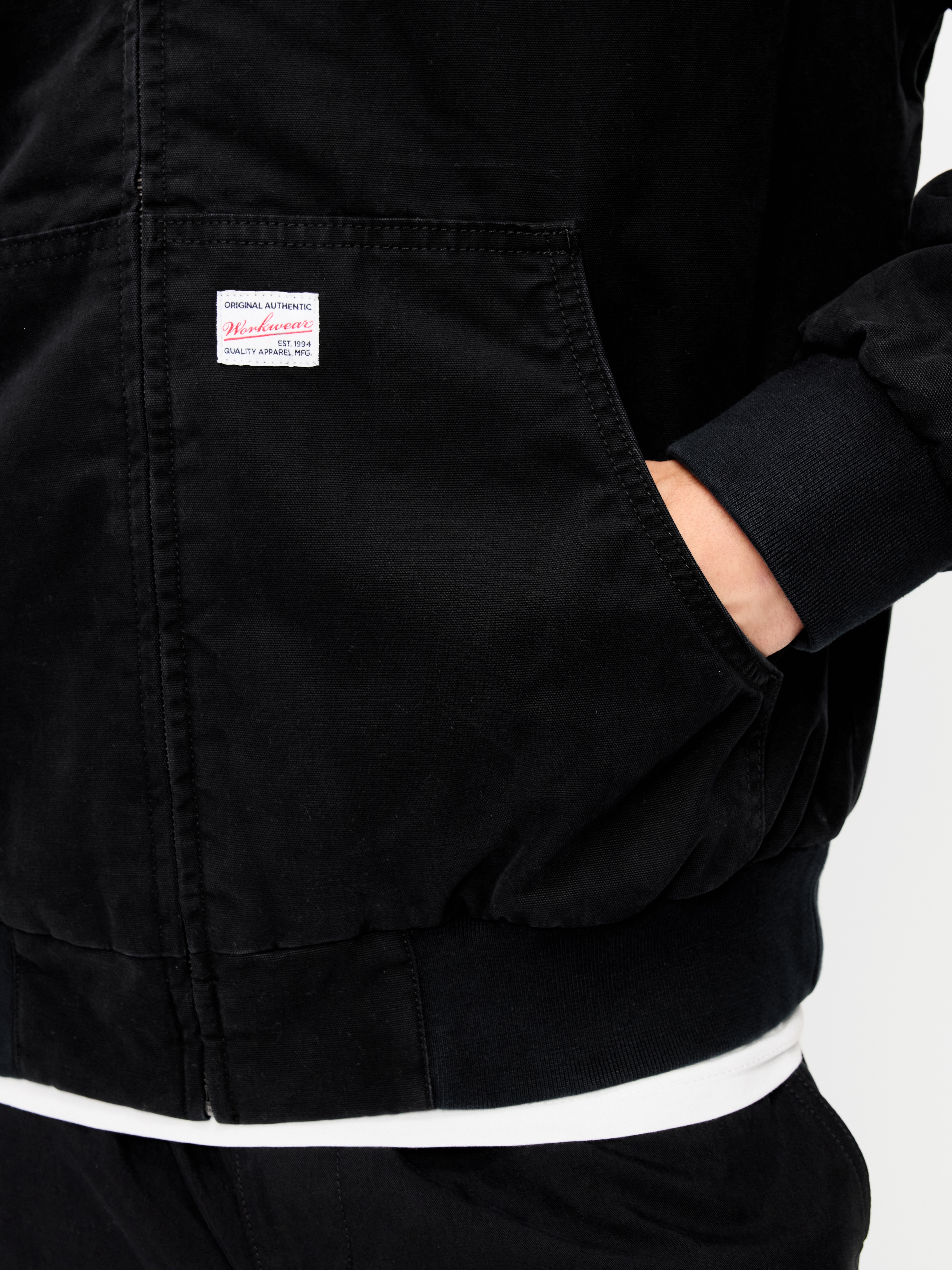 Oversized Zip Canvas Hoodie - Black Jack - 5